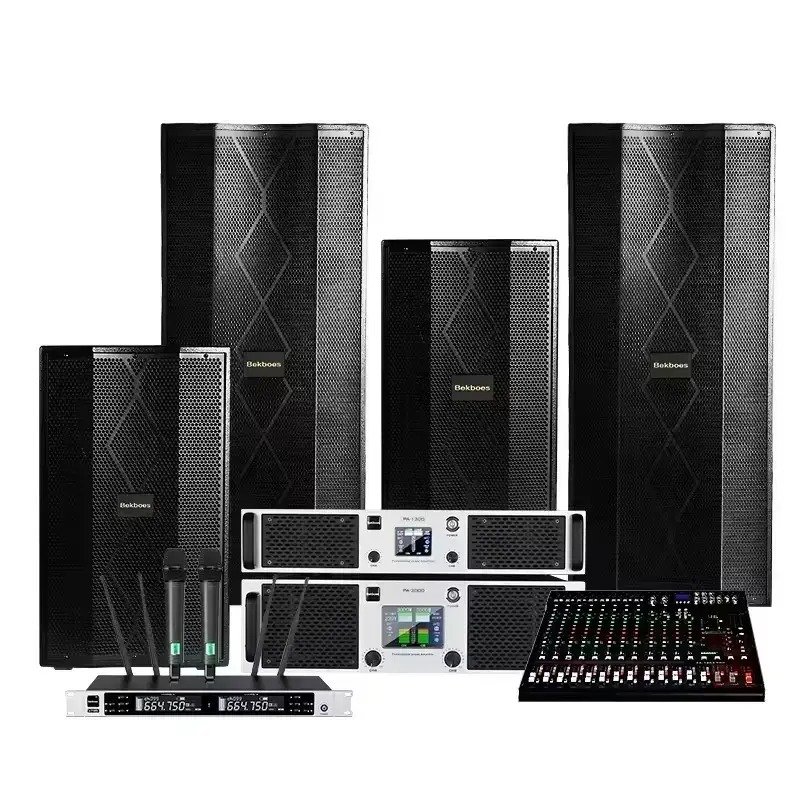 Authentic Bekboes Home Karaoke KTV Professional Audio - Double 15-Inch DJ Sound Box Complete Music Studio Equipment Full Set