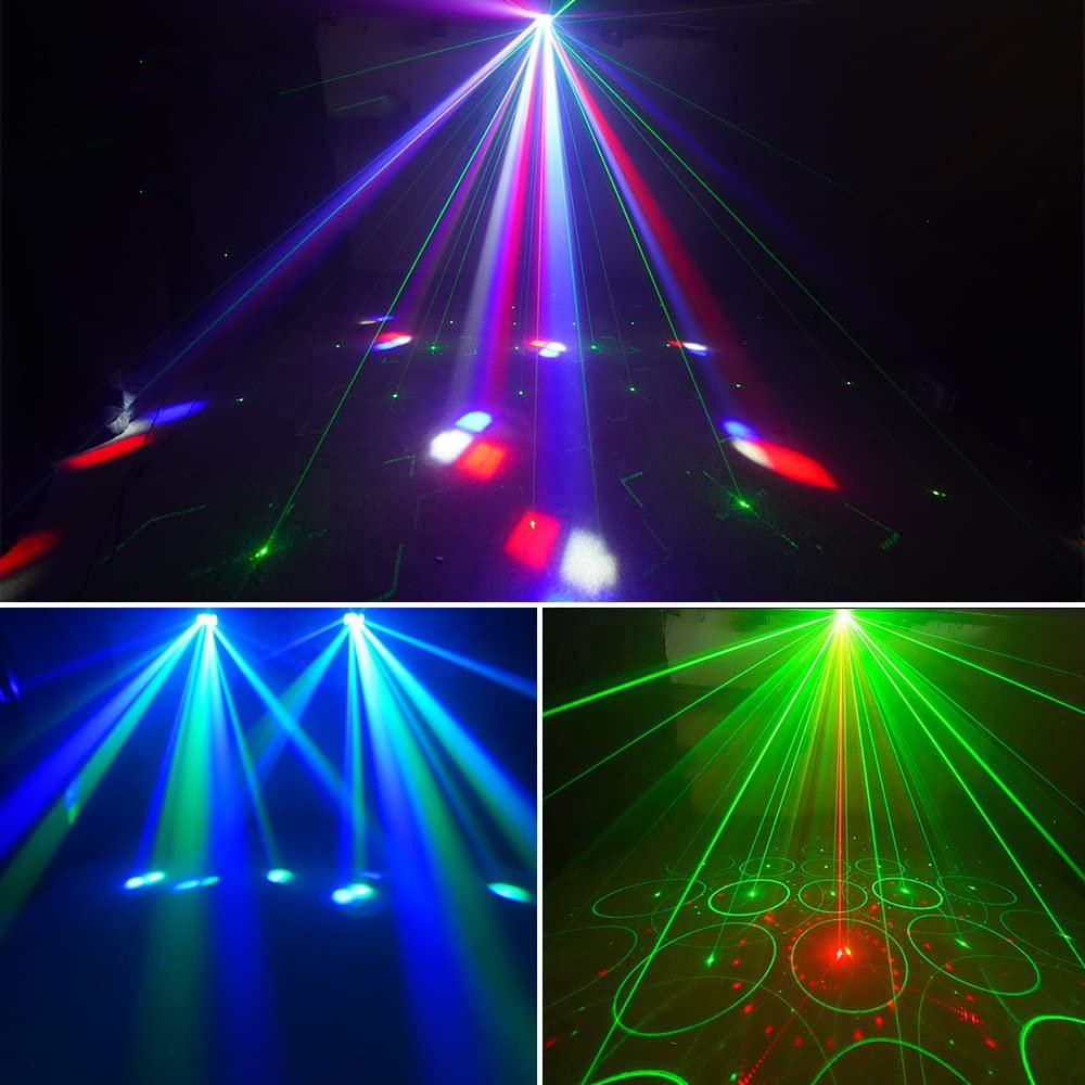 DJ Disco Beam 4in 1 Stage Light Red Green Laser Patterns Strobe Dynamic Marquee Effect Party Wedding Club Dance Lamp KTV