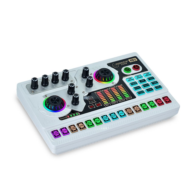 48V XLR Music Studio Equipment Sound Board Mixer with Microphone Sound Card Recording Interface Audio Mixer Voice Changing