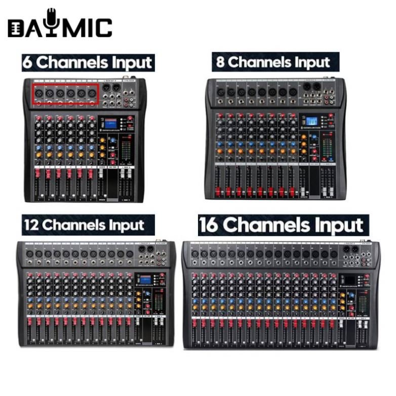 AOSHEN 6/8/12/16 Channels Hot Sale Professional Audio Mixer Build In BT USB Jack 16 DSP Echo Effects