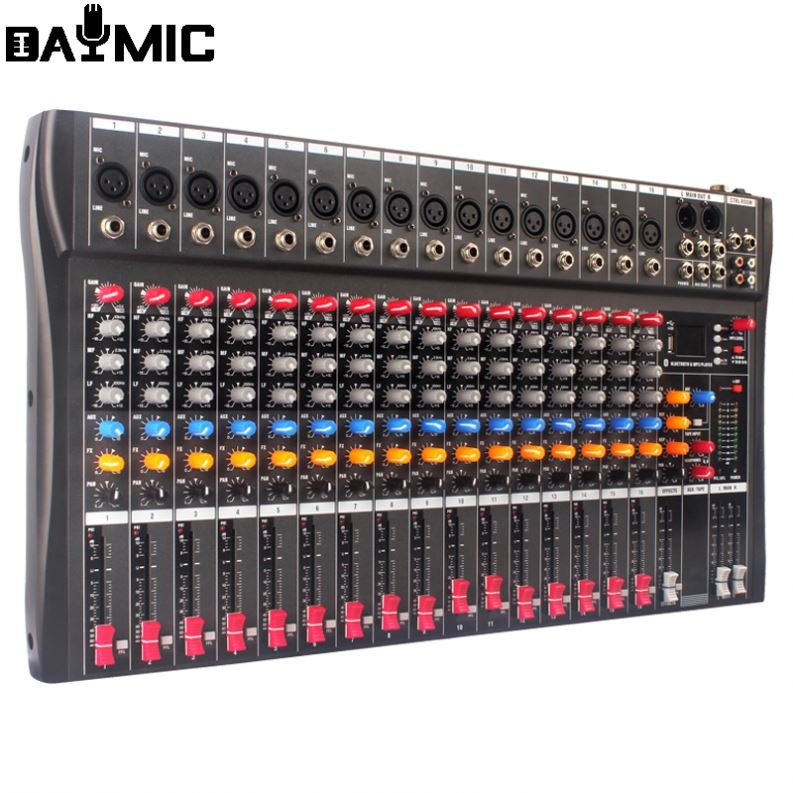 AOSHEN 6/8/12/16 Channels Hot Sale Professional Audio Mixer Build In BT USB Jack 16 DSP Echo Effects