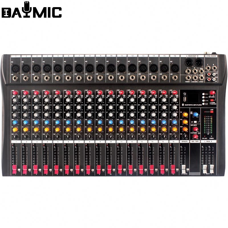 AOSHEN 6/8/12/16 Channels Hot Sale Professional Audio Mixer Build In BT USB Jack 16 DSP Echo Effects