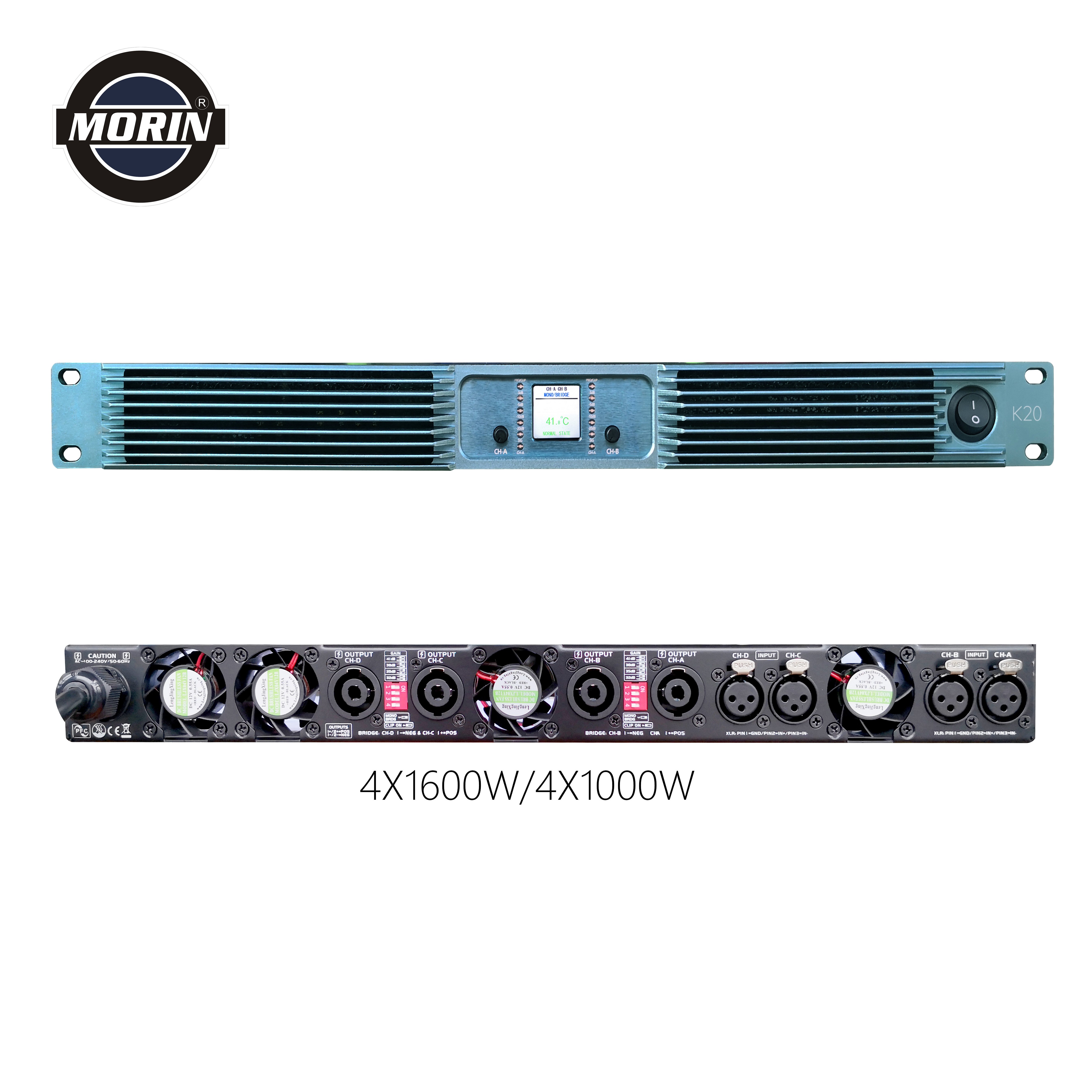 MORIN K20 2000W high power 1U class D audio amplifier