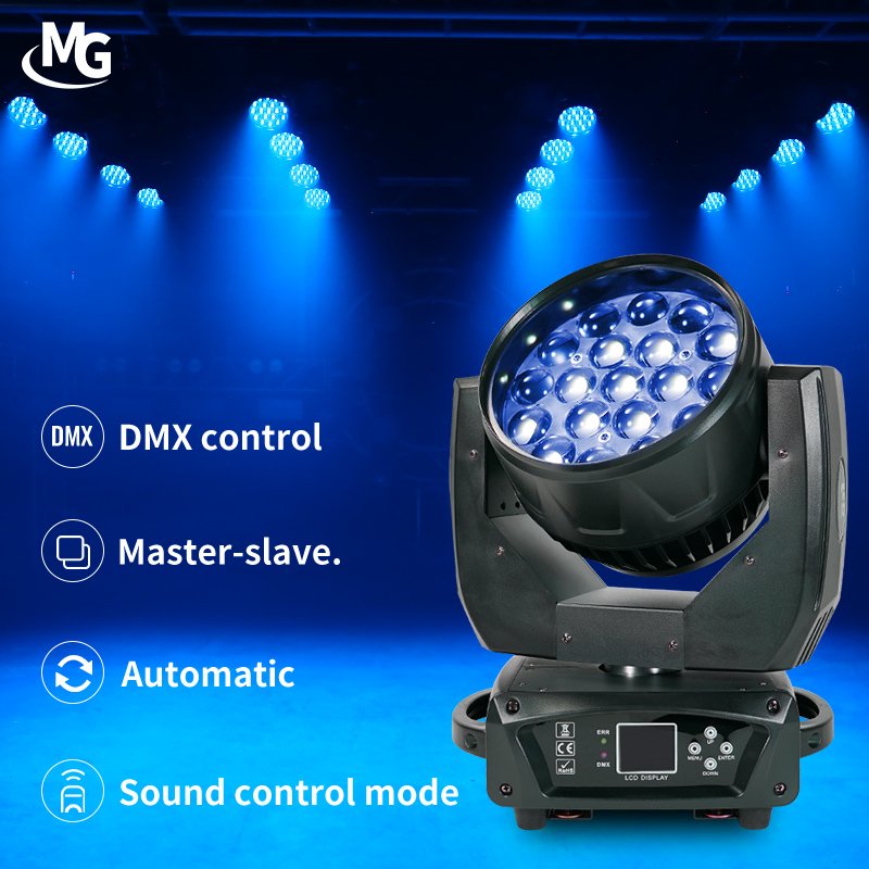 19x12W Stage Lighting DMX 19*12 W RGBW Zoom Wash Aura LED Moving Head Light For DJ Disco Bar