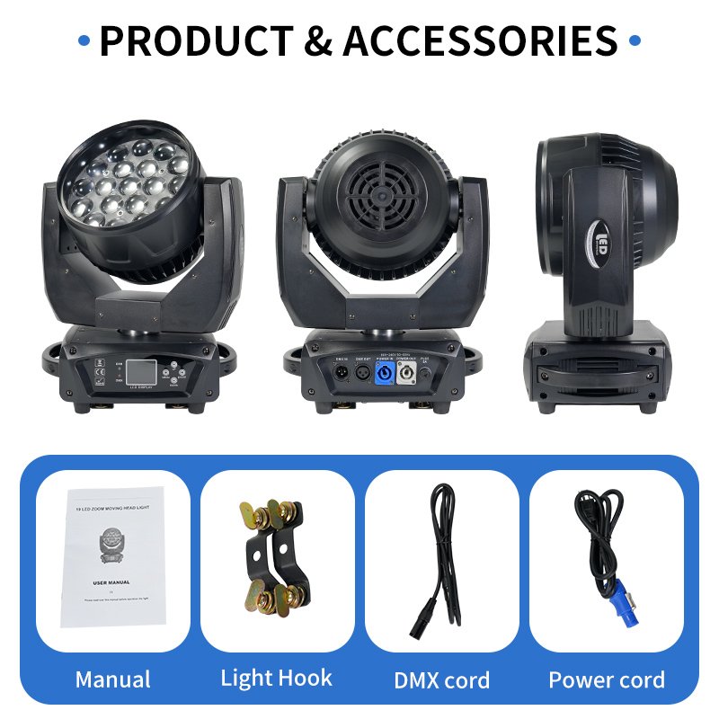 19x12W Stage Lighting DMX 19*12 W RGBW Zoom Wash Aura LED Moving Head Light For DJ Disco Bar