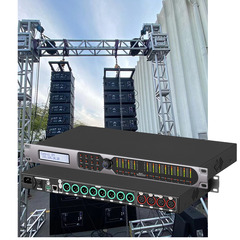 4 in 8 out audio sound equipment line array speaker management digital audio processor DSP