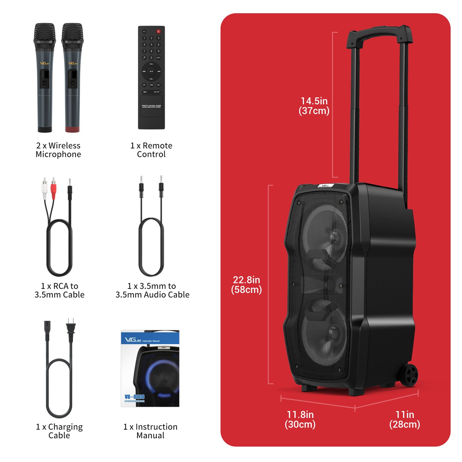 VS-0808 Complete Music Equipment Sound System Home Theater Professional Speaker Audio Monitores Rechargeable Bluetooth Speaker