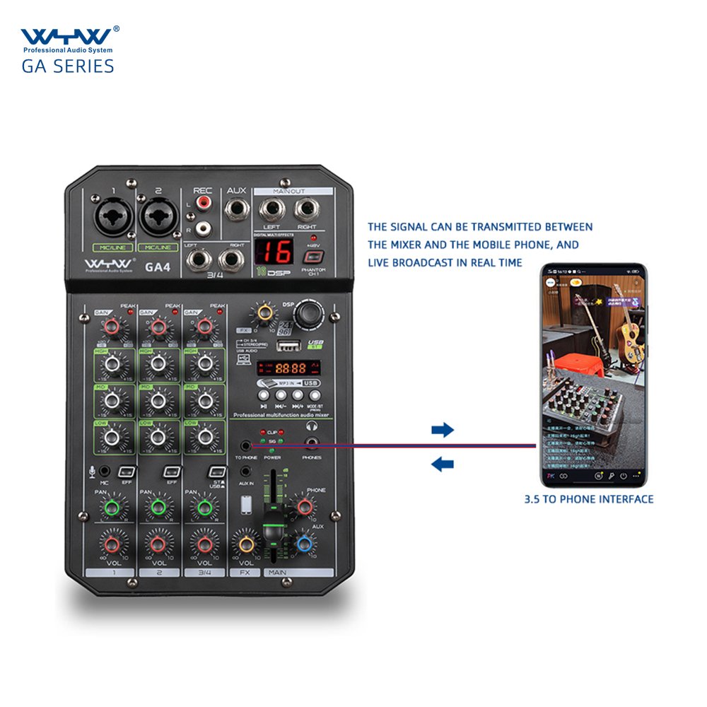 Professional 4 channels interface audio studio recording