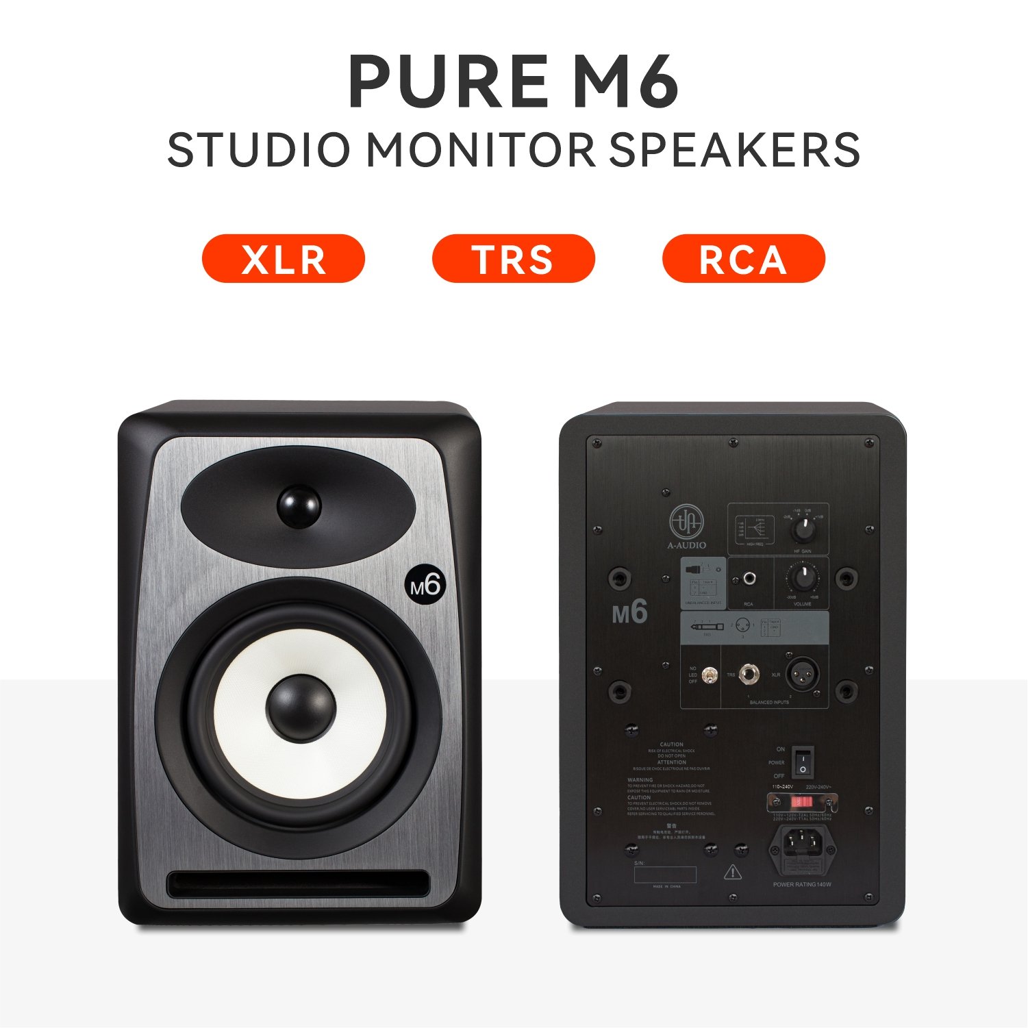 CHORDIO M6 home studio monitor speaker, professional active audio sound system, desktop recording sound equipment