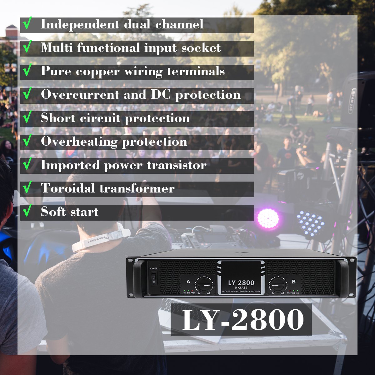 Professional Manufacturer 2.0 High-Power Amplifier Audio Sound Equipment For Outdoor Performance