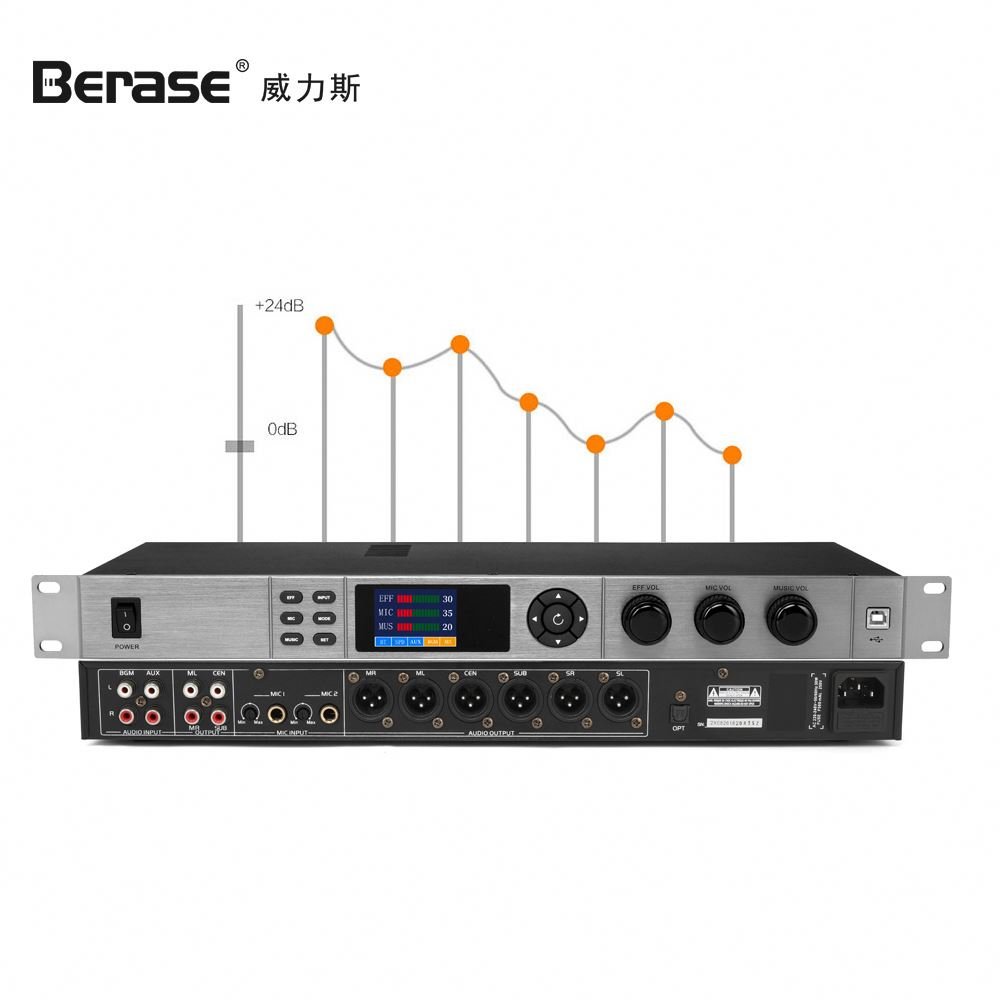 Berase Pre-Effects Professional Karaoke Digital Sound Processor Audio Mixer DJ Reverb Effect Equipment