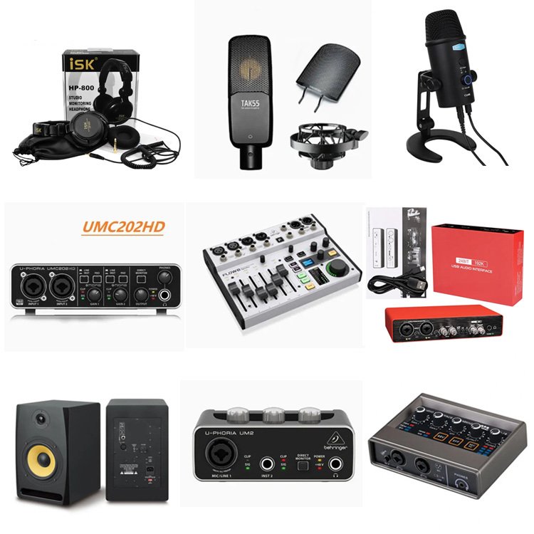 Professional Music Home Studio Monitors Recording Mic Microphone Headphones Equipment Kit