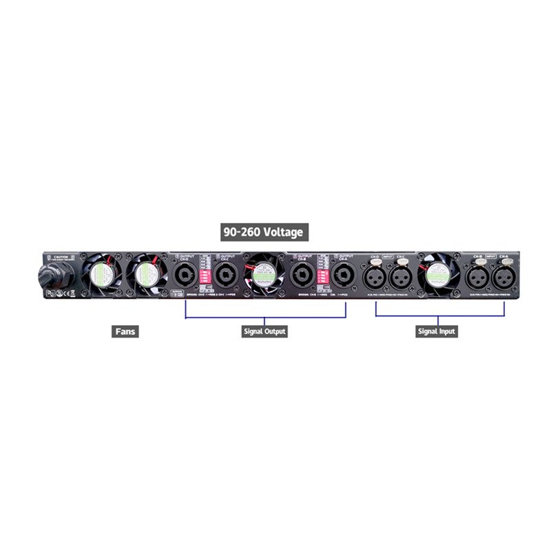 PFC 1U Big Power 4 Channel x 1600 Watts Digital Class D Module Power Amplifiers