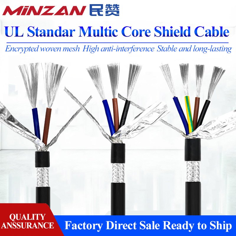 ul2547 80C 3000V shield cable 2C 3C 4C 18awg 20awg 22awg 24awg 26awg 28awg multi core shielded cable