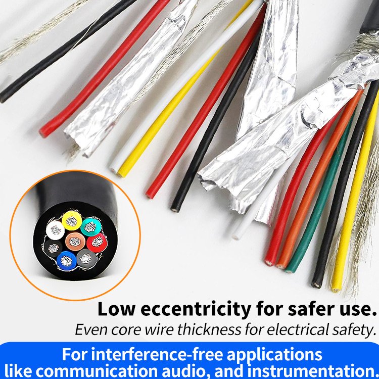 ul2547 80C 3000V shield cable 2C 3C 4C 18awg 20awg 22awg 24awg 26awg 28awg multi core shielded cable
