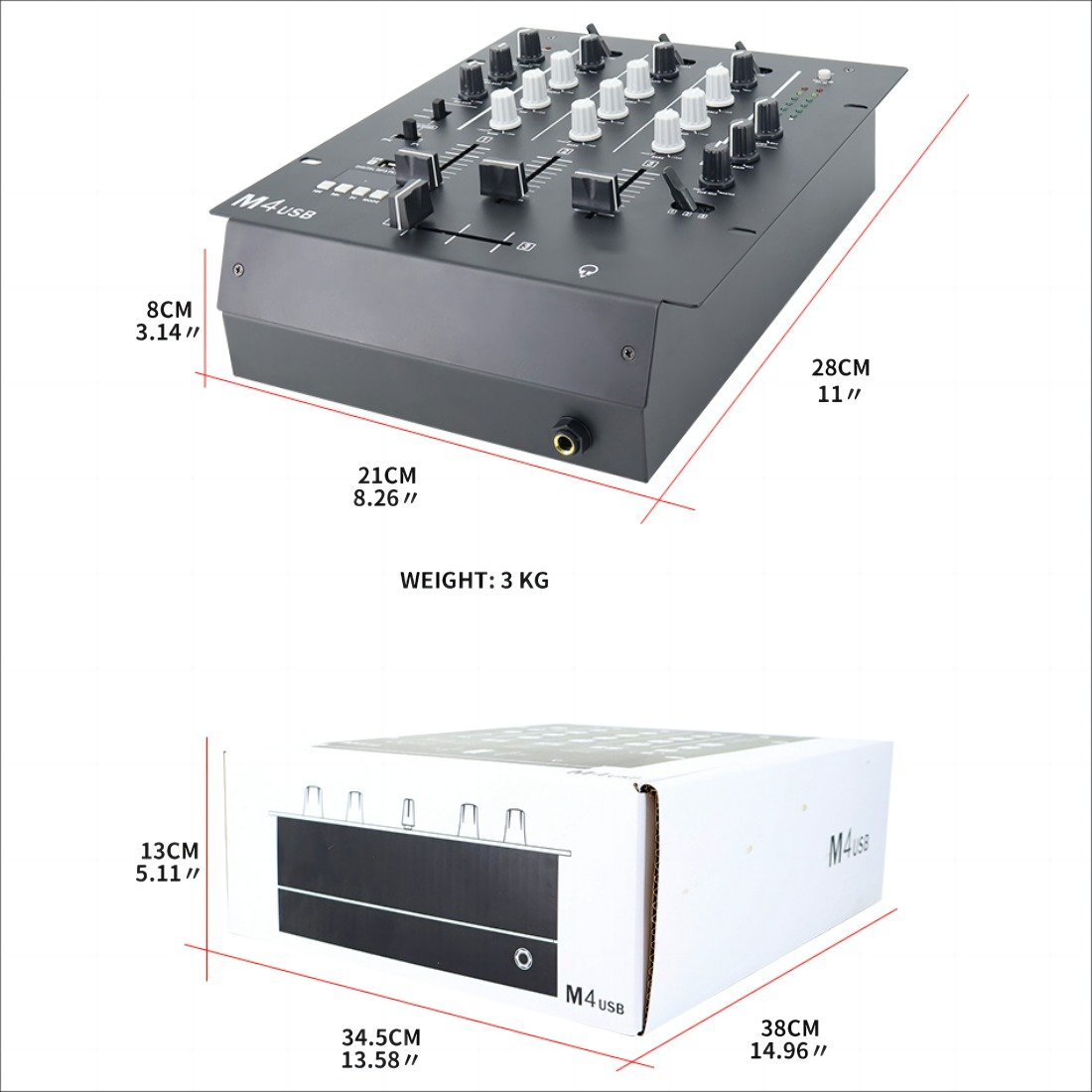 M4 USB Digital Sound Mixing Console Professional 4-channel DJ Mixer With USB SD LCD 3 channel dj mixer controller