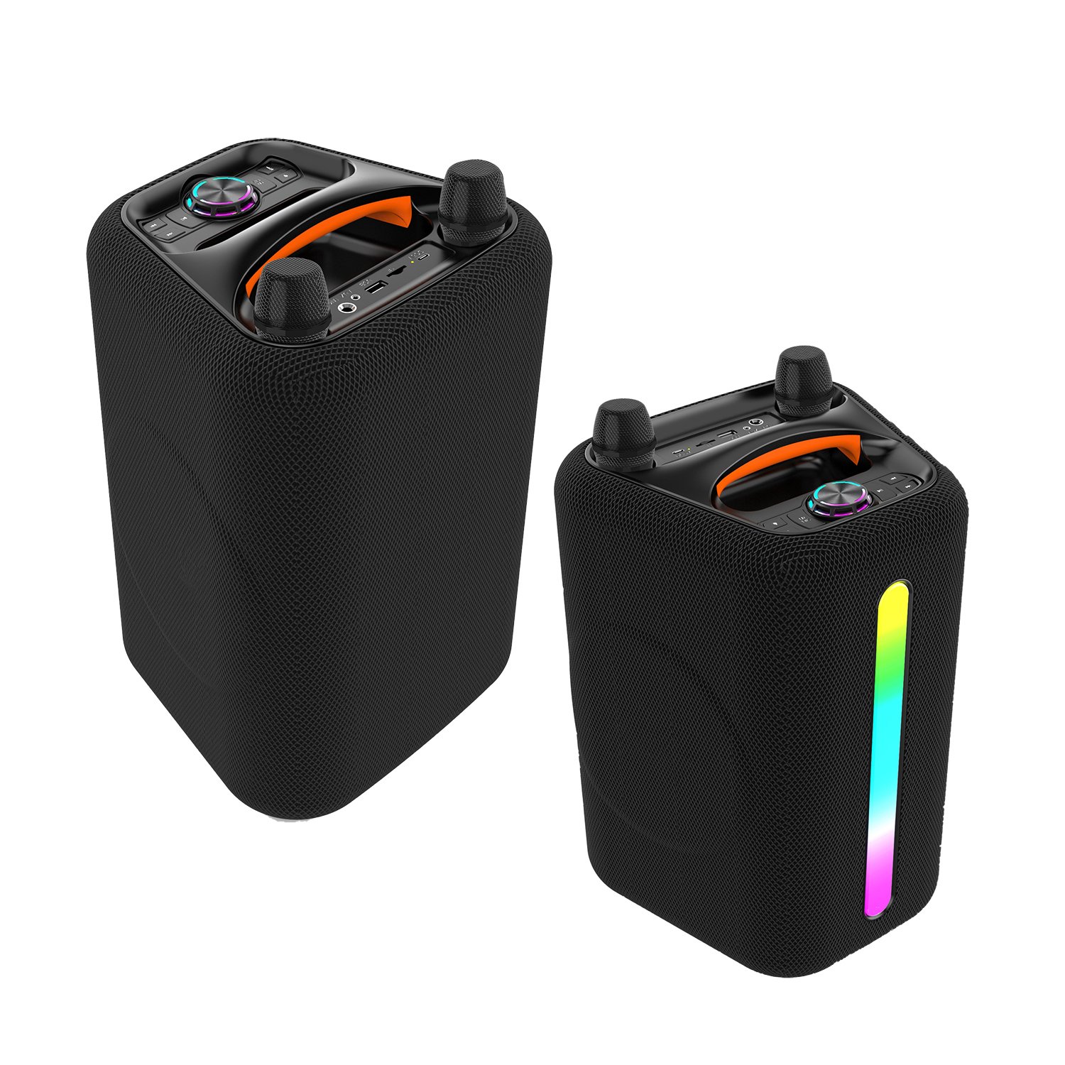 Outdoor Portable Wireless Blue-tooth Karaoke Speakers With Mic Stereo Bass Woofer HIFI Sound LED Colorful Light Party Speakers