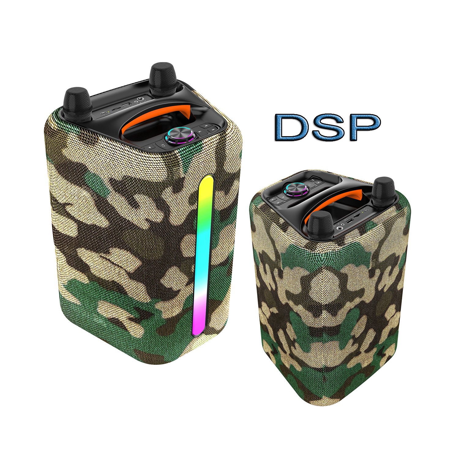 Outdoor Portable Wireless Blue-tooth Karaoke Speakers With Mic Stereo Bass Woofer HIFI Sound LED Colorful Light Party Speakers