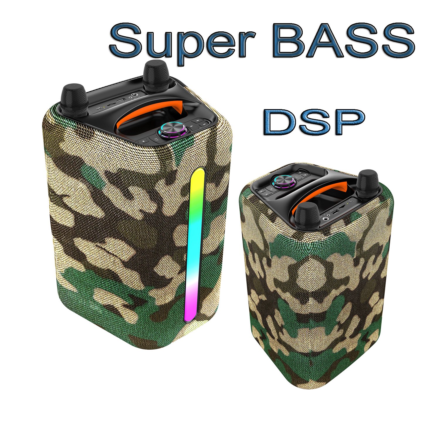 Outdoor Portable Wireless Blue-tooth Karaoke Speakers With Mic Stereo Bass Woofer HIFI Sound LED Colorful Light Party Speakers