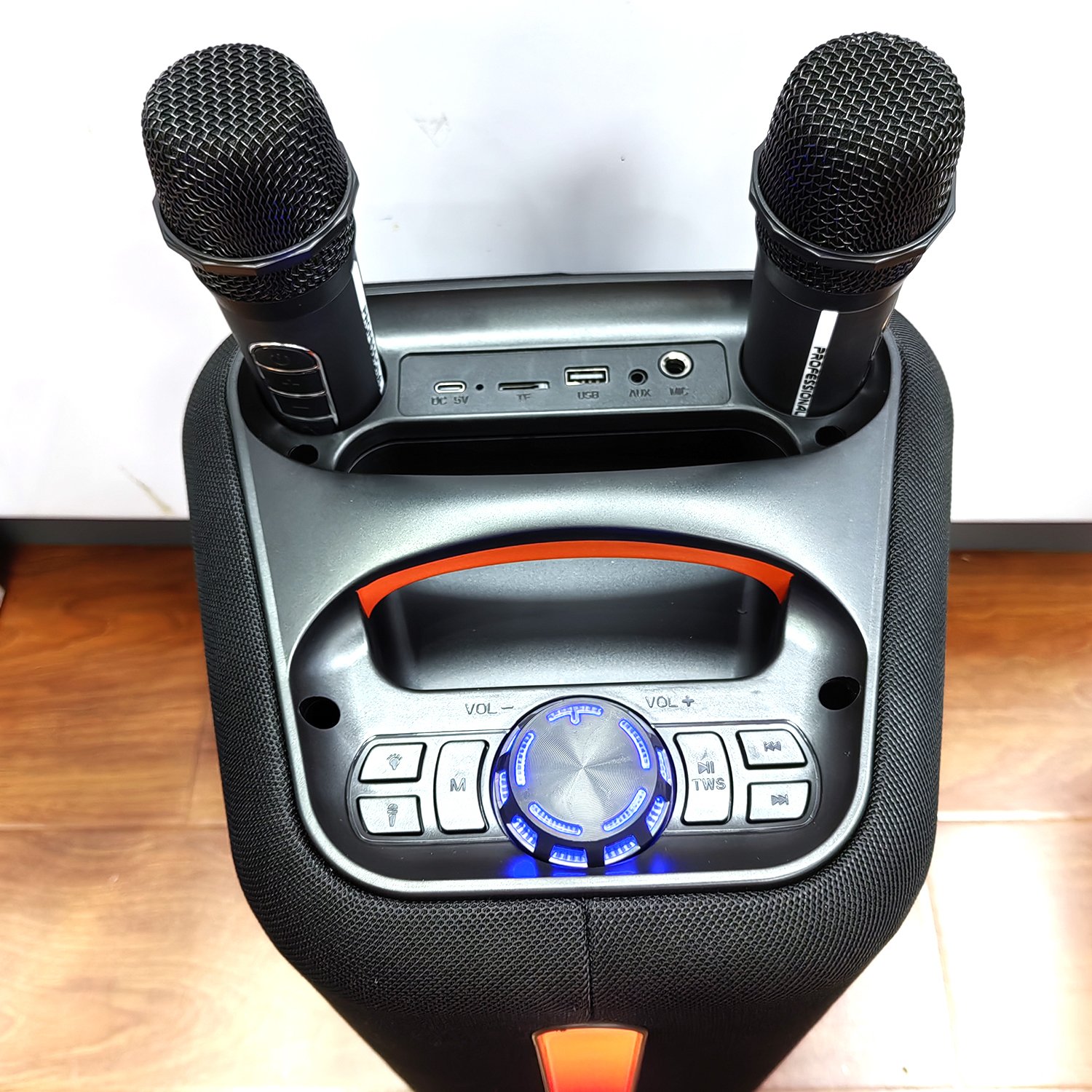 Outdoor Portable Wireless Blue-tooth Karaoke Speakers With Mic Stereo Bass Woofer HIFI Sound LED Colorful Light Party Speakers