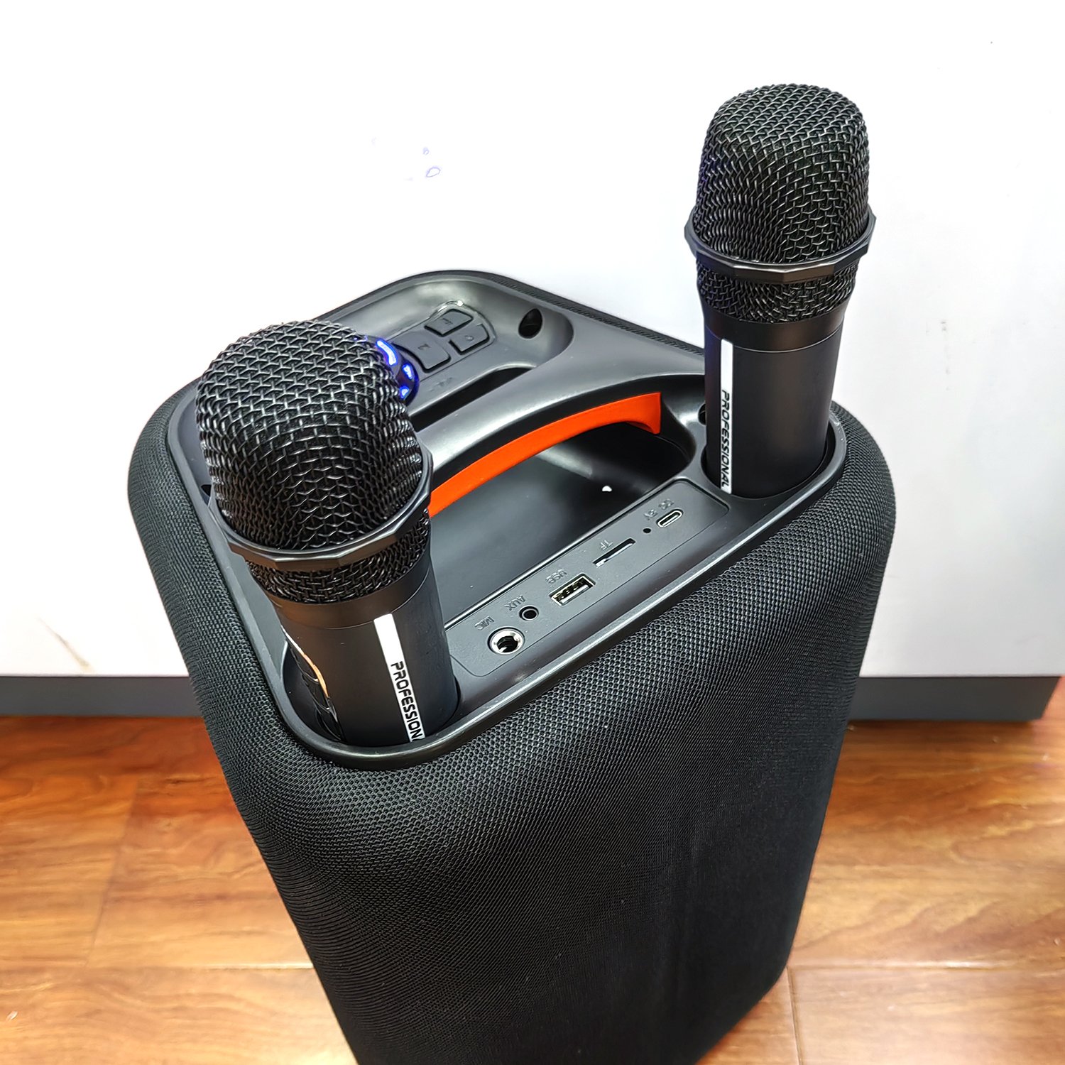 Outdoor Portable Wireless Blue-tooth Karaoke Speakers With Mic Stereo Bass Woofer HIFI Sound LED Colorful Light Party Speakers