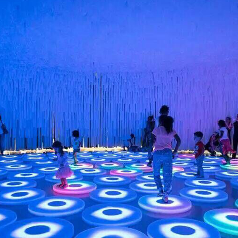300*H60MM Audio controller Interactive Effects Games round Dancing Floor led floor tile lights For Kid