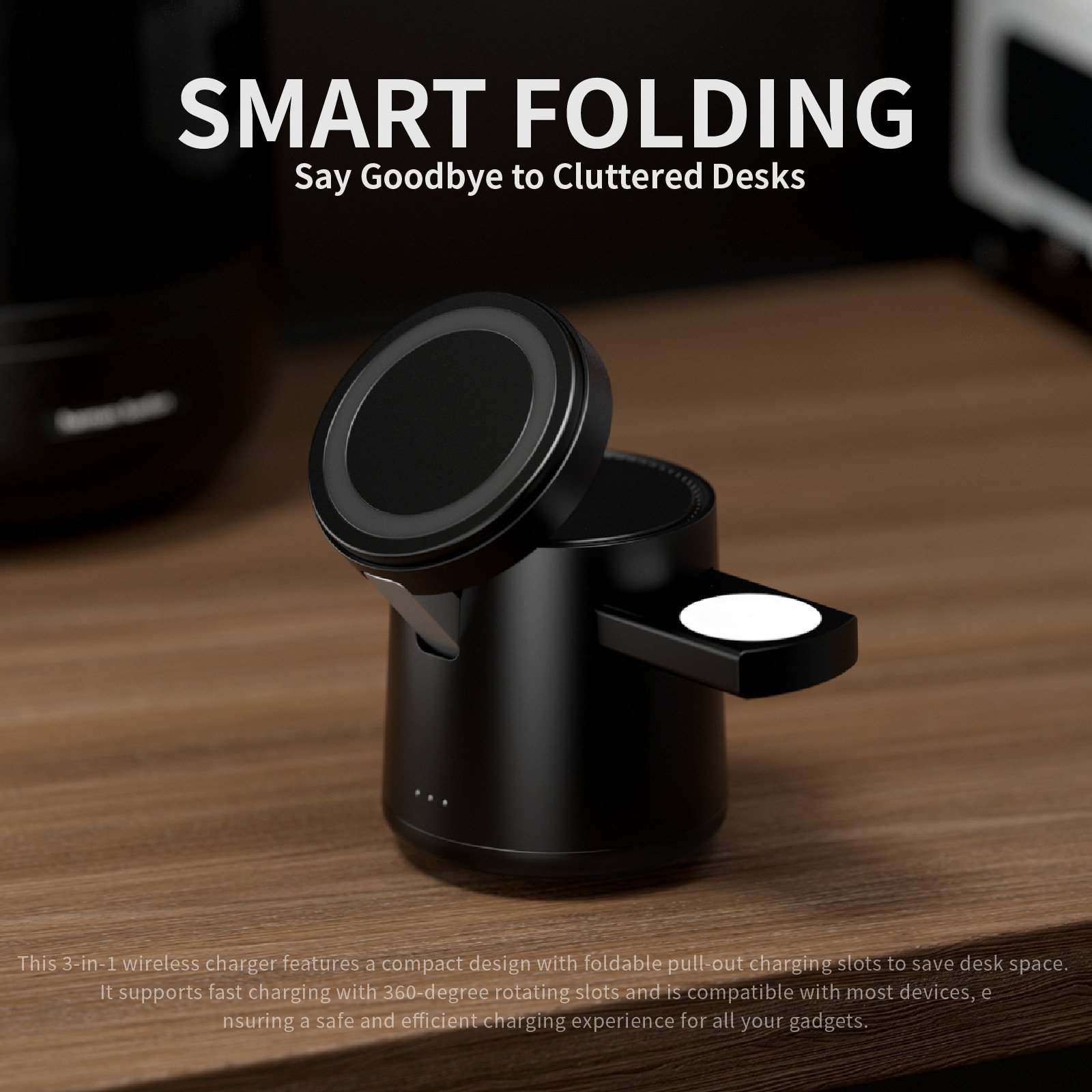floding smart mini muliti karaoke bluetooth wireless speaker sound equipment/amplifier/speaker with fast wireless charger 5 in 1