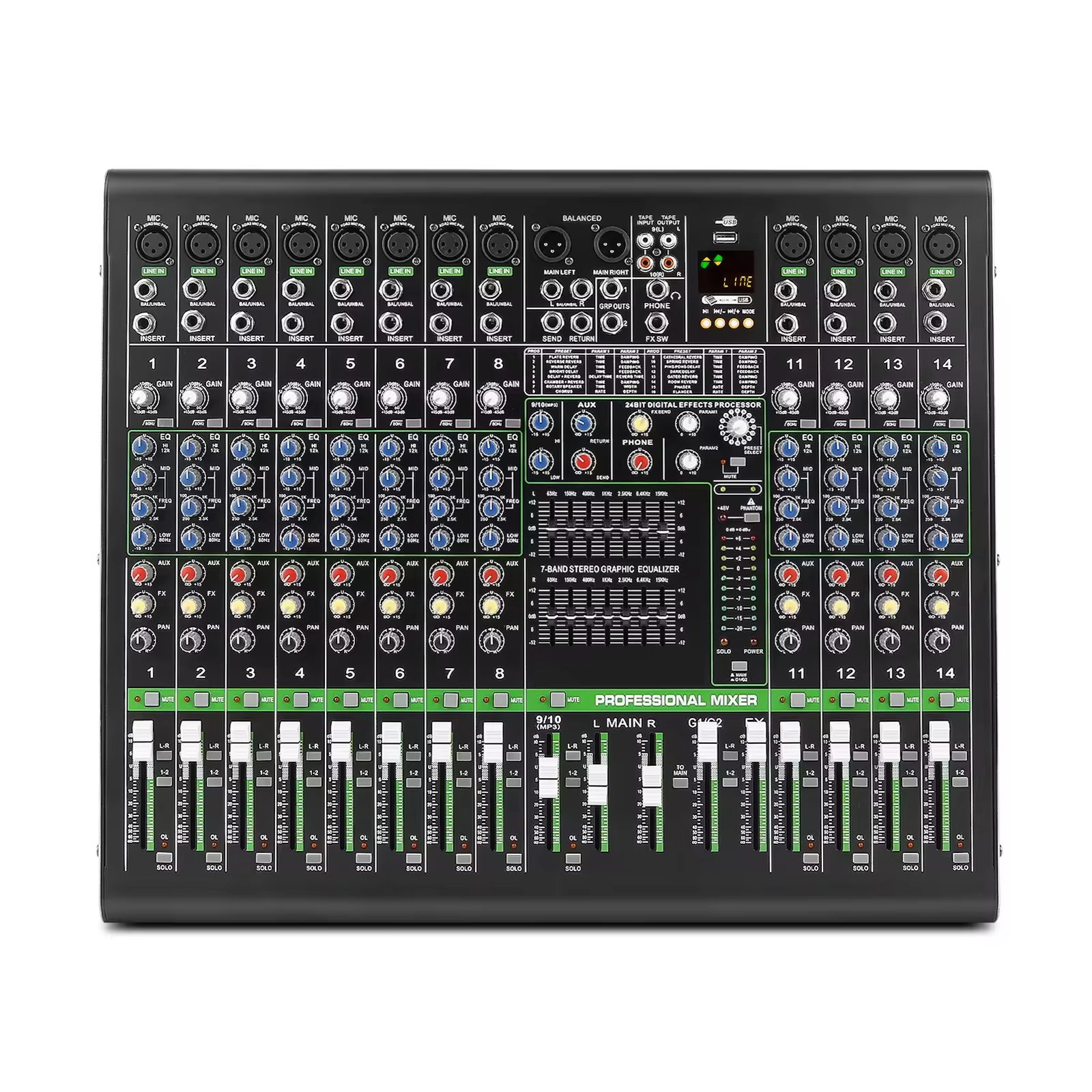 High Quality 12 Channels Professional Powerless Mixer Audio