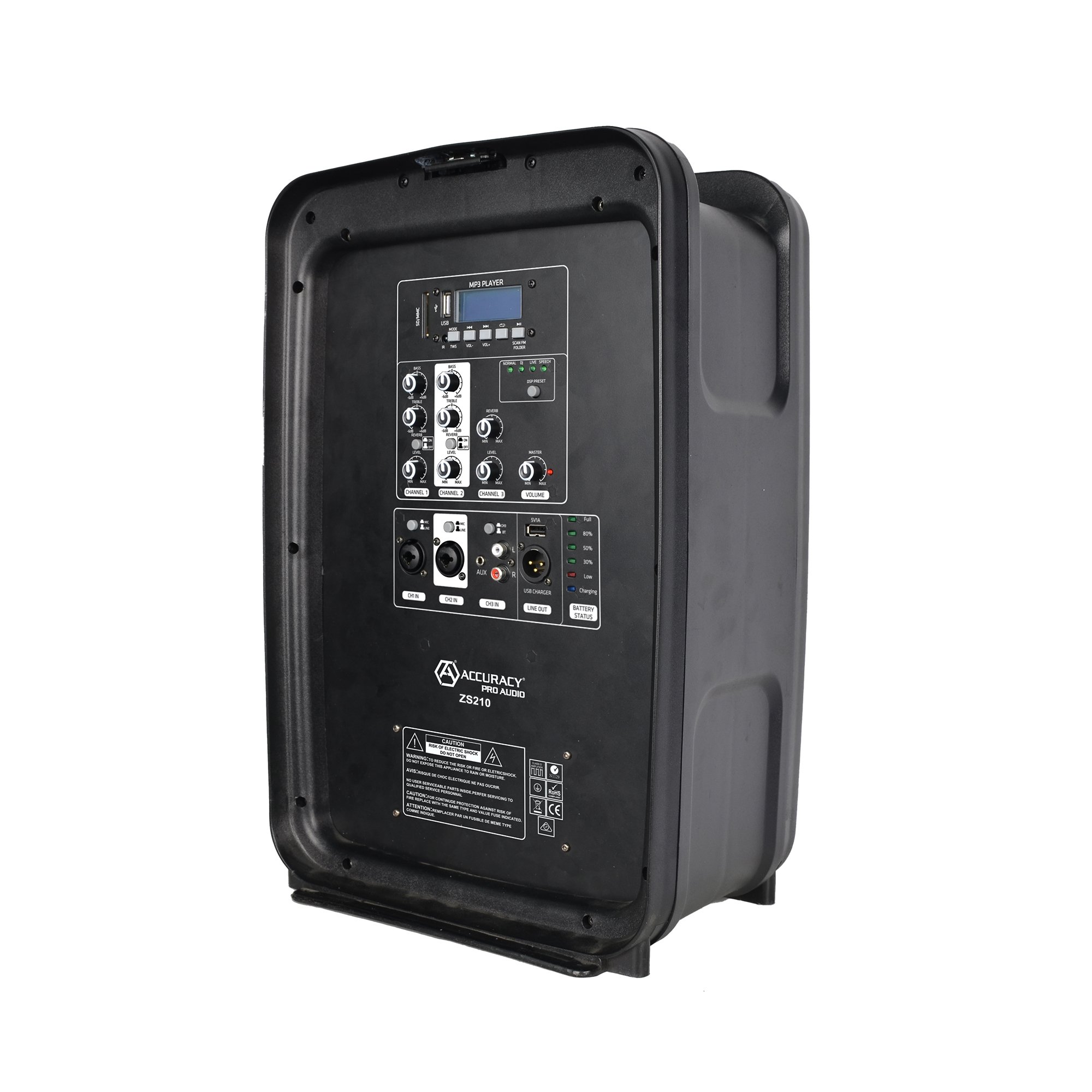 Accuracy Pro Audio ZS210 Compact PA System with Dual Mic Inputs & Individual EQ Wide Frequency Range Audio Sound Equipment