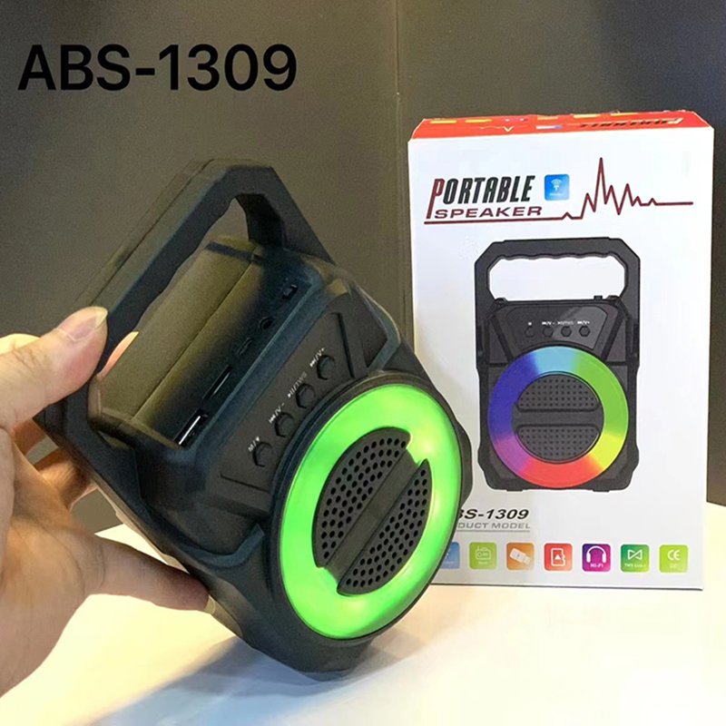 ABS-1309 Outdoor Wireless Potable BT Speaker Subwoofer LED Colorful Light Bass HIFI music Box stereo Party DJ active TWS Speaker