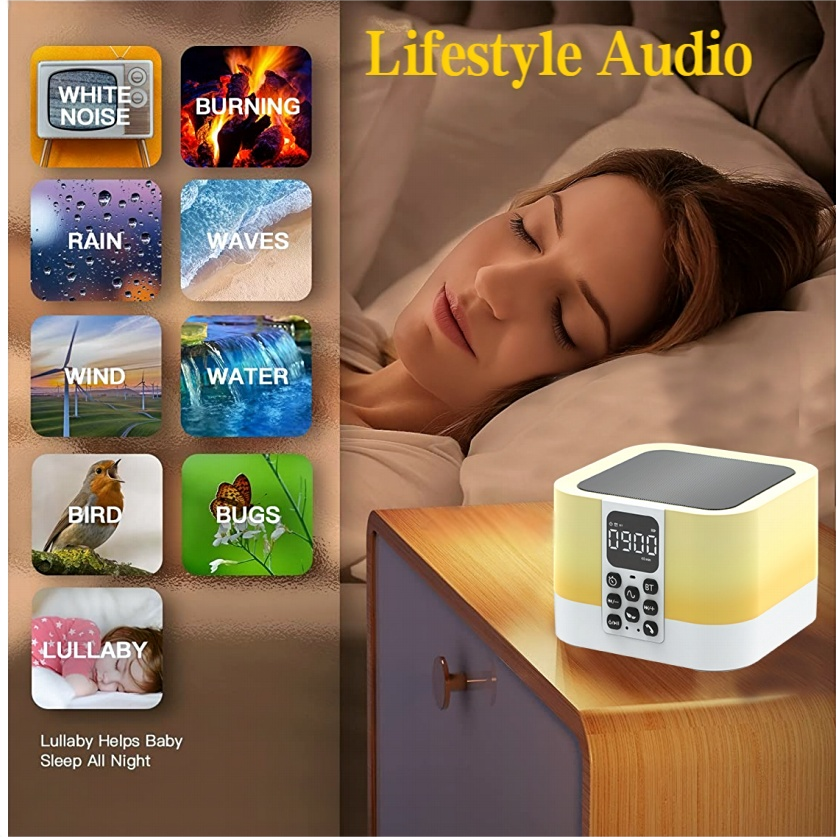 MOSBROS Aurora S8 BT Speaker Smart Touch Lamp Speaker Wireless Portable Sleep Aid Speaker Nature Sounds With White Noise Machine
