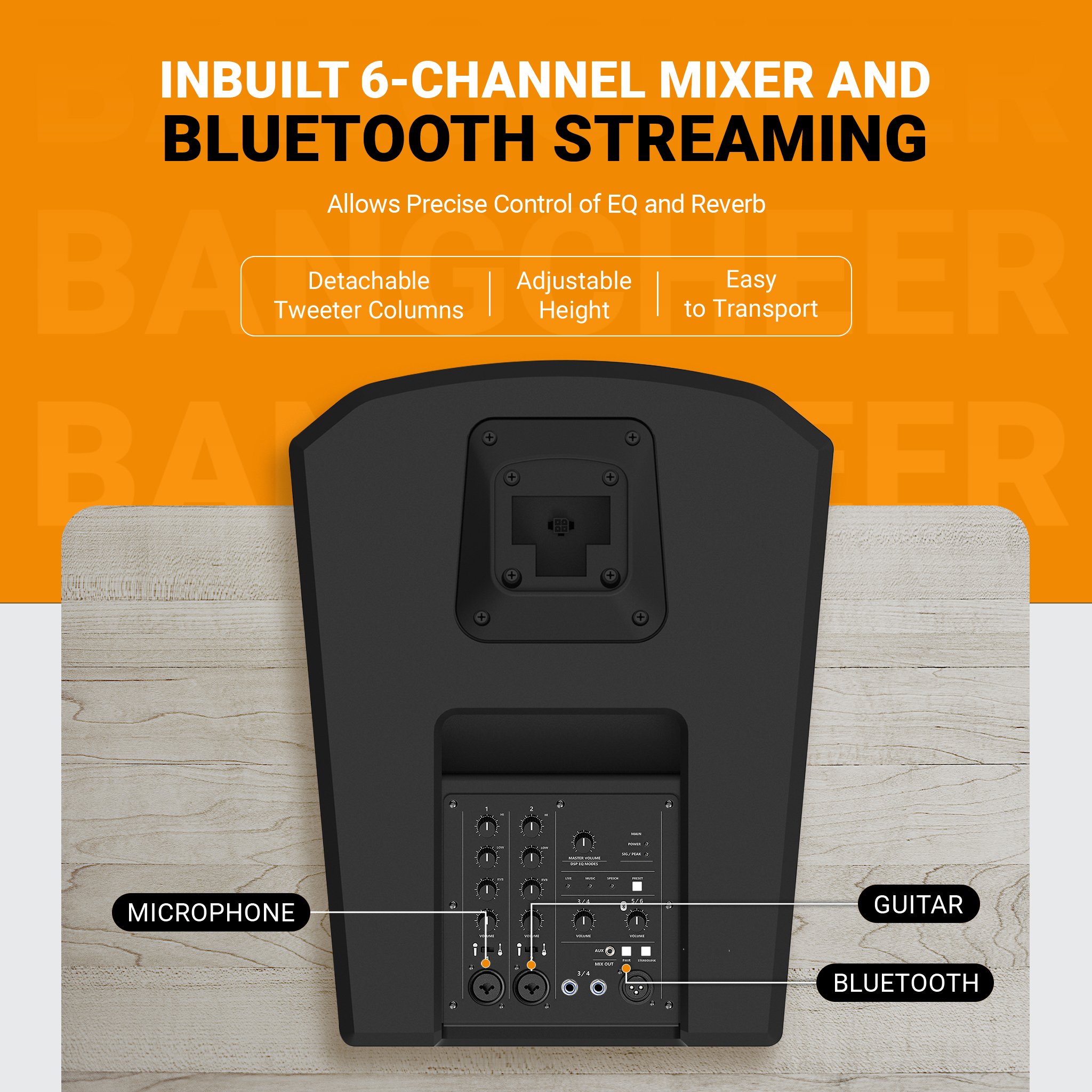 Competitive Price G1 Columbia PA Speaker System with Integrated Blue-tooth and Built-in 6 Channel Mixer for DJ Musician