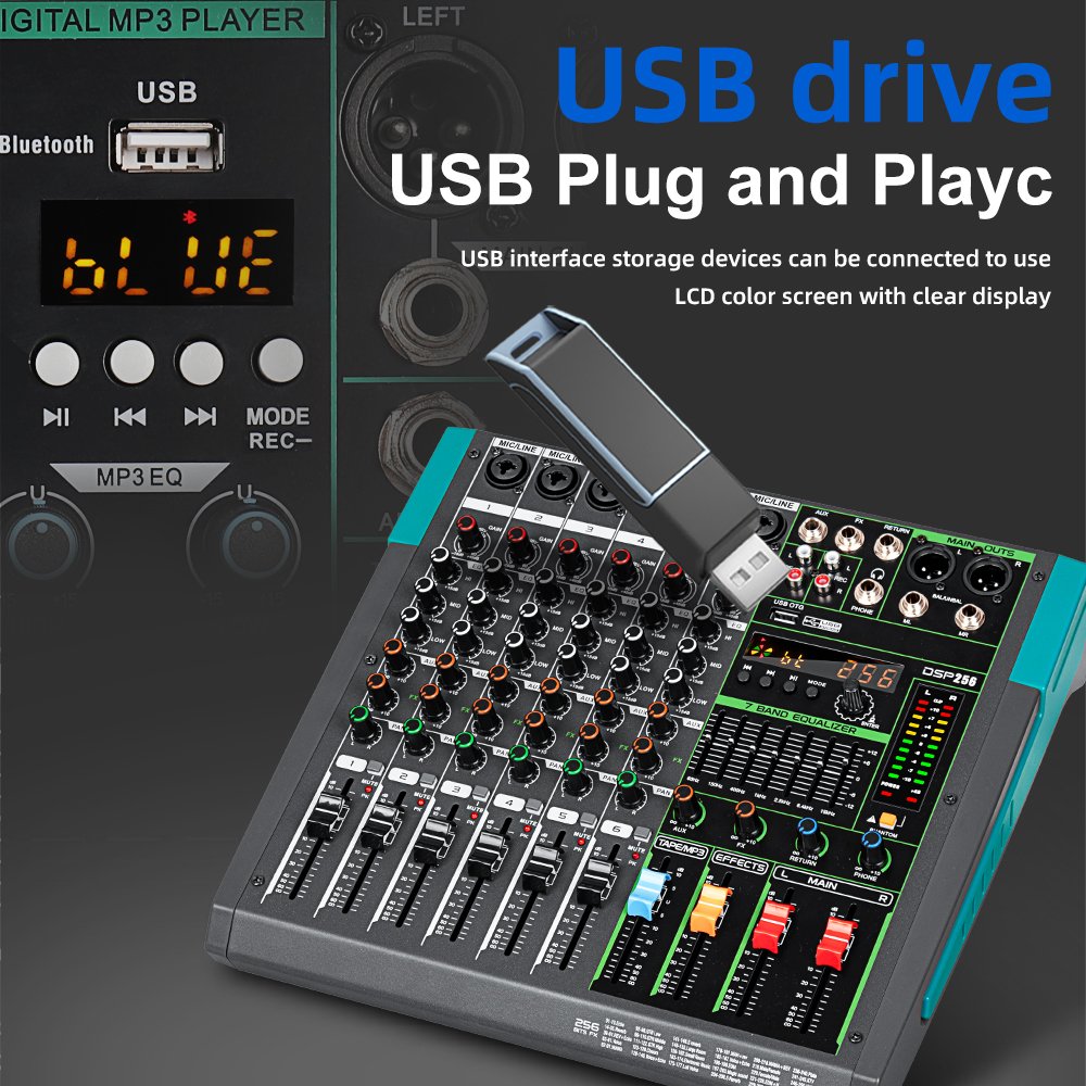 Depusheng MG8 built-in 256 Reverb Effect 8 Channels Digital Professional audio console mixer with USB connection