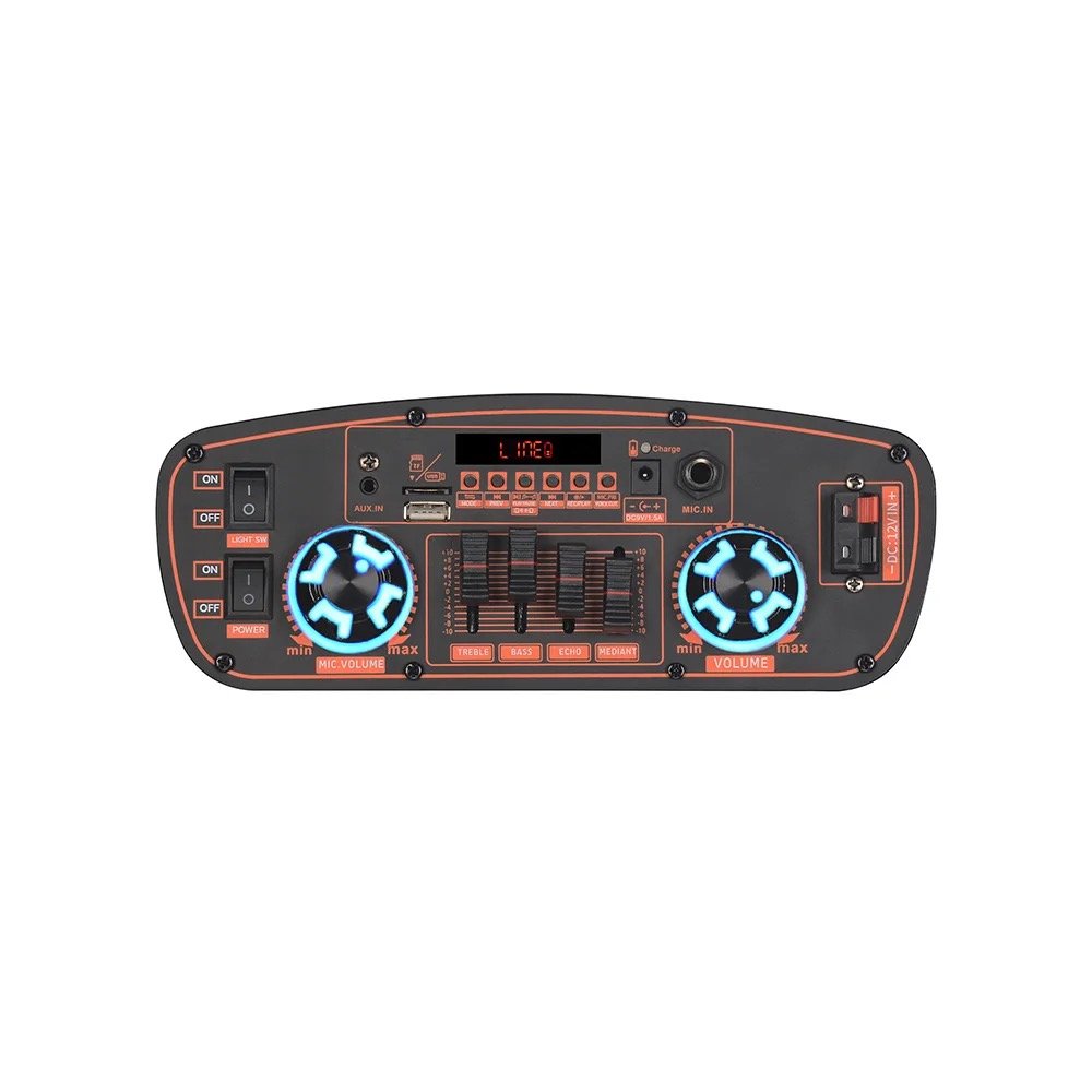 Dual 15 Inch Trolley Speaker Active Portable Sound Equipment LED Light BT Outdoor Party DJ High Powerful Speaker With Mic