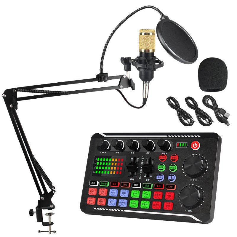 F998 Sound Card Singing Chat For Mobile Headset Microphone Karaoke Audio KTV Recording Live Broadcast Computer External USB