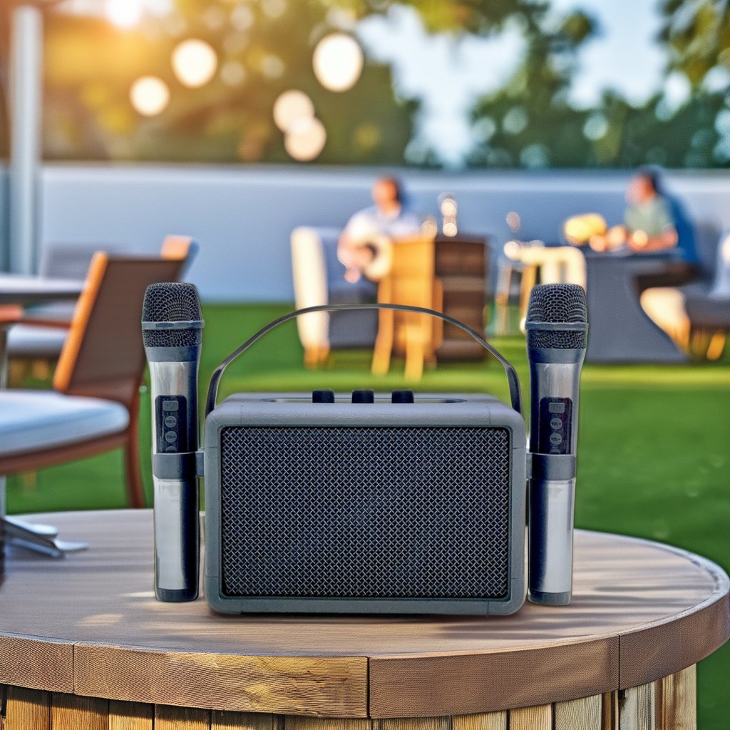Portable PA System Dual Wireless Outdoor Loudspeaker Home Karaoke Parties Church Services Bluooth Speaker with Microphone