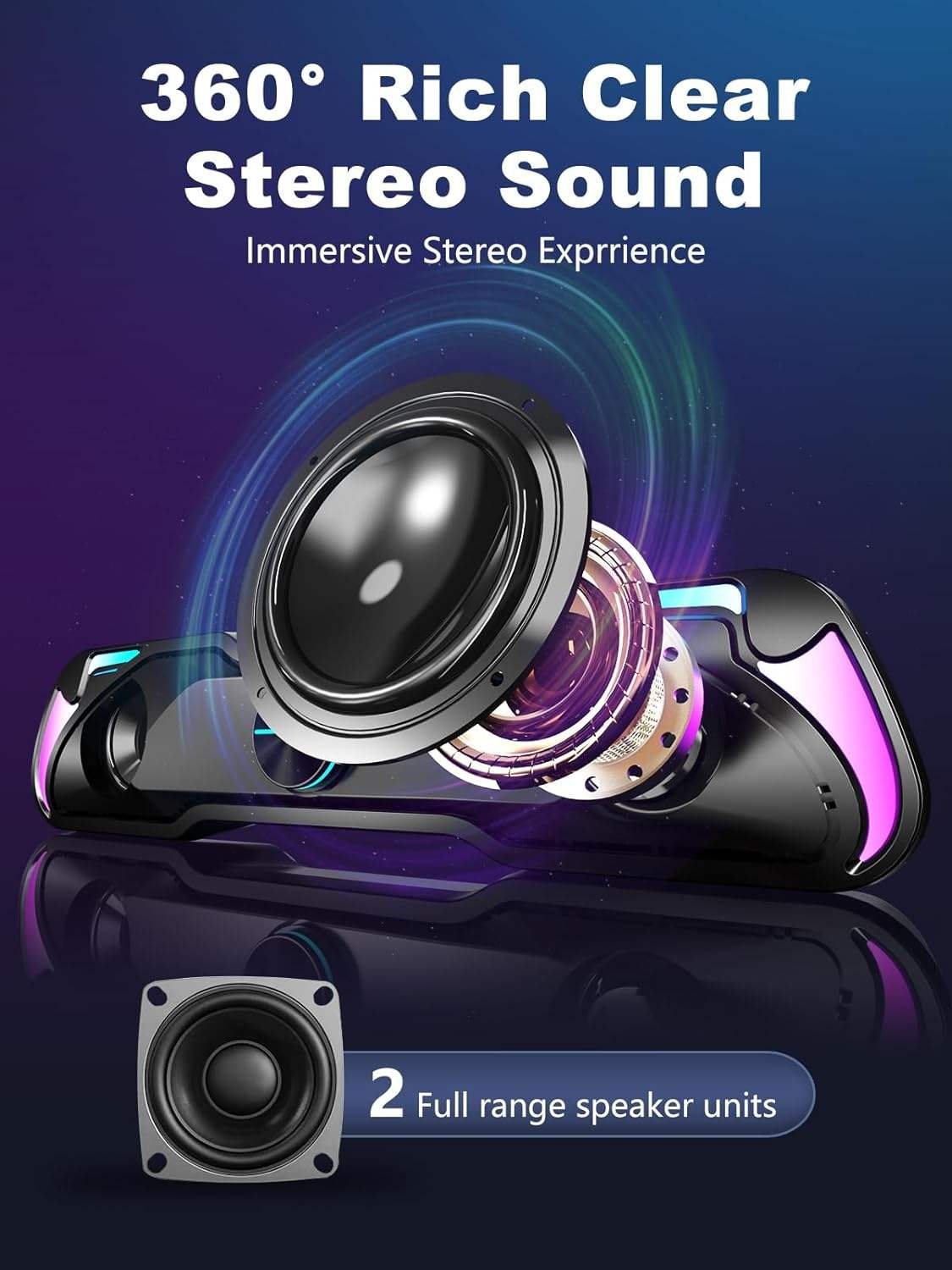 Portable Hot Computer Gaming Smart Speakers Wireless Speaker Pc Tv Monitor System Hifi Sound Bar Rgb with Subwoofer