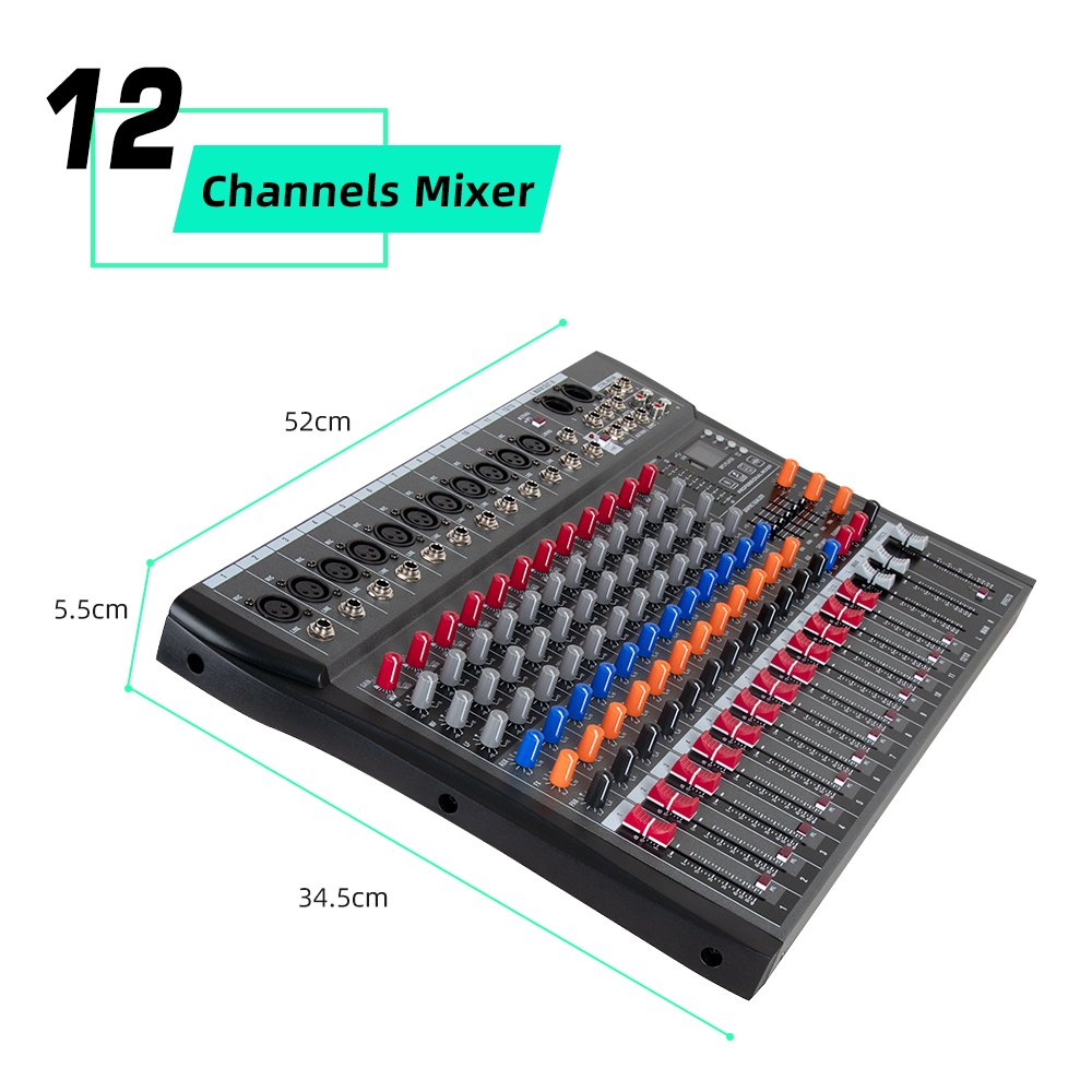 OEM CTM8/12 Professional DJ Audio Console Mixer with Bluetooth Monitor Recording Function, Karaoke Live Outdoor Stage Mixer