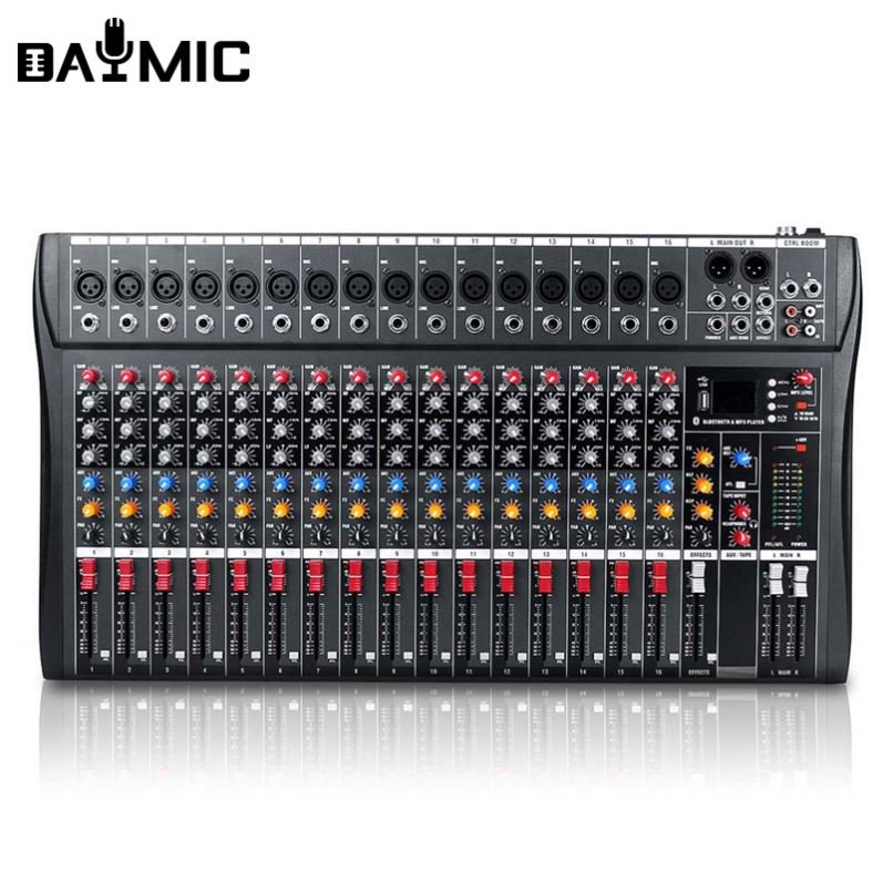 wholesale 6/8/12/16 Channels Professional Audio Mixer USB DJ Sound Mixing Console 48V Phantom Powers Monitor Amplifier mixer