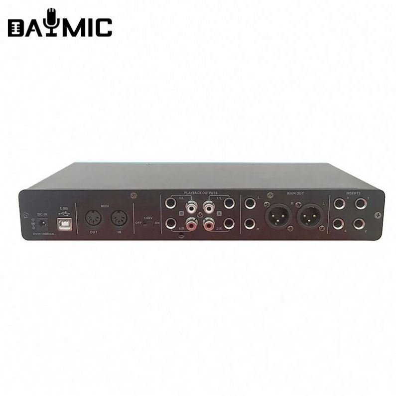 4 Channels professional 4 in 4 out audio interface DJ Console recording Podcasting Studio sound effect with Midi audio interface