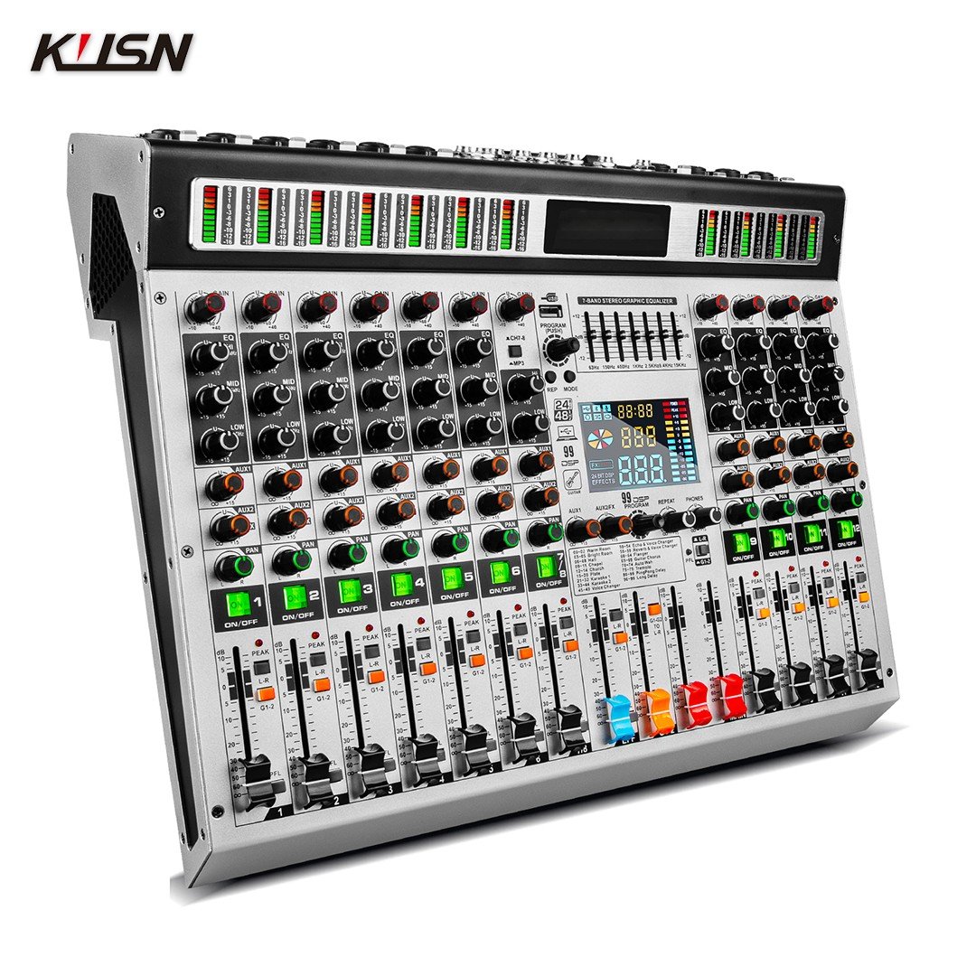 12 Channel 99 DSP Digital Mixer Professional Powered Audio Mixing Console Power Soundcraft Sound Mixer with Bluetooth USB