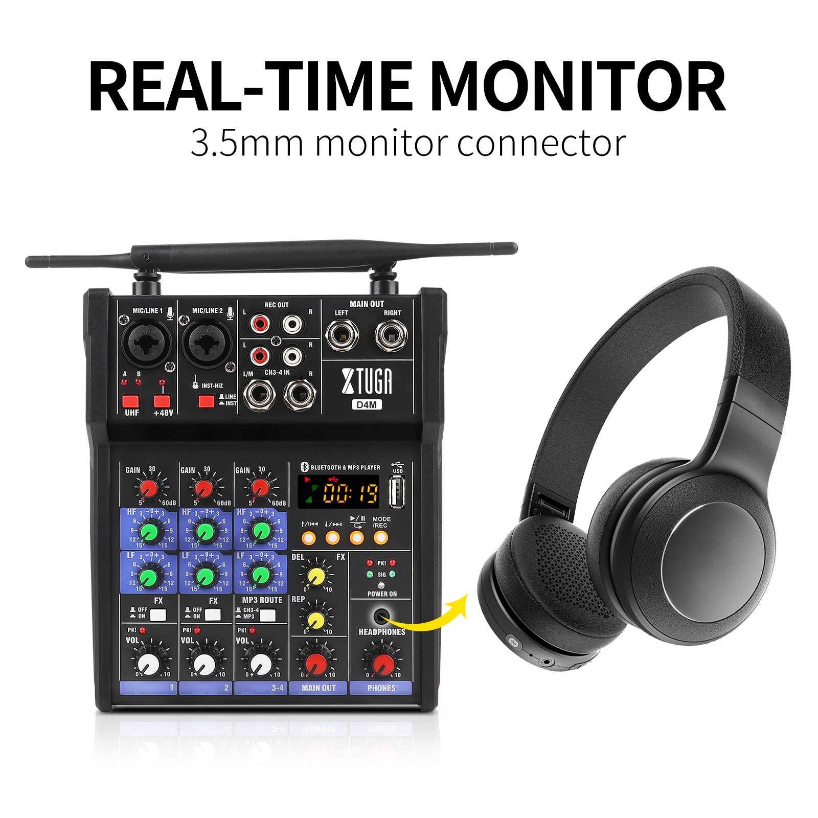 48V Interface Usb Sound Mixing 4 Channels Mini Music Microphone Studio Controller Audio Console Video Digital Dj Mixer With Mic