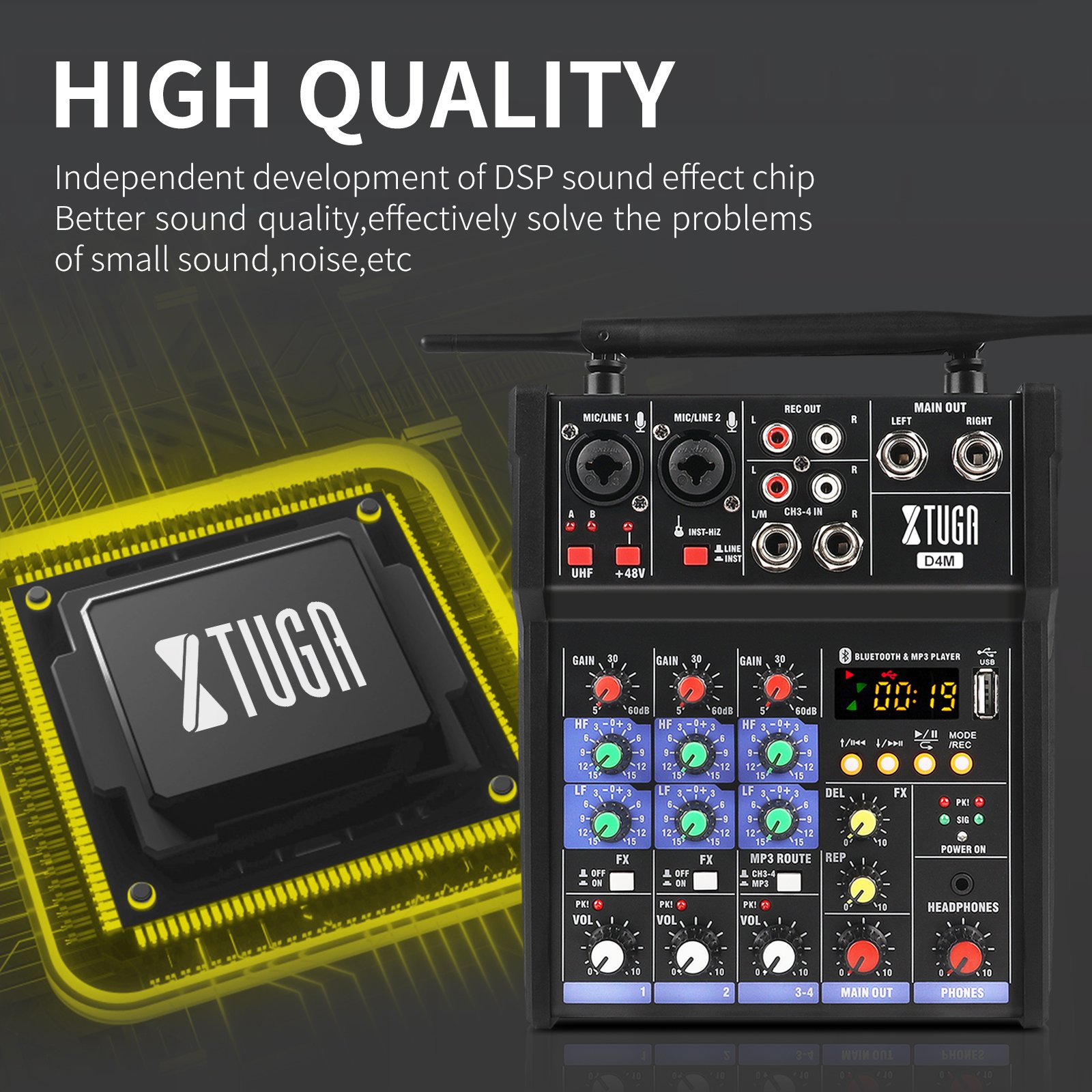 48V Interface Usb Sound Mixing 4 Channels Mini Music Microphone Studio Controller Audio Console Video Digital Dj Mixer With Mic