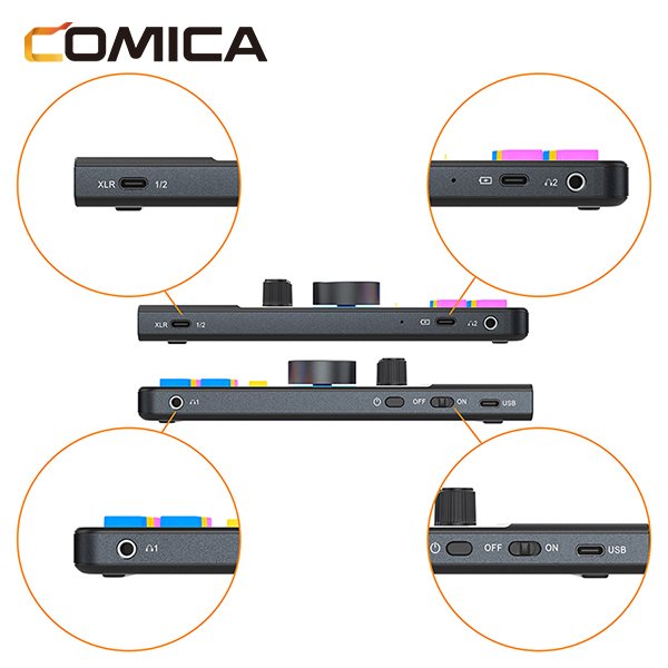 COMICA Podcast Equipment Audio Interface soundcard with XLR Condenser Microphones for TikTok Live Stream External Sound Cards