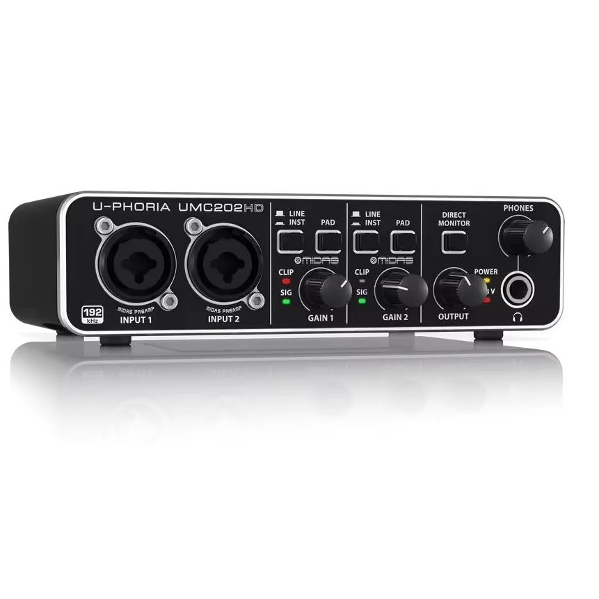 Behringers UMC202HD Professional Live Streaming High-end USB External sound audio Card Computer Recording Guitar