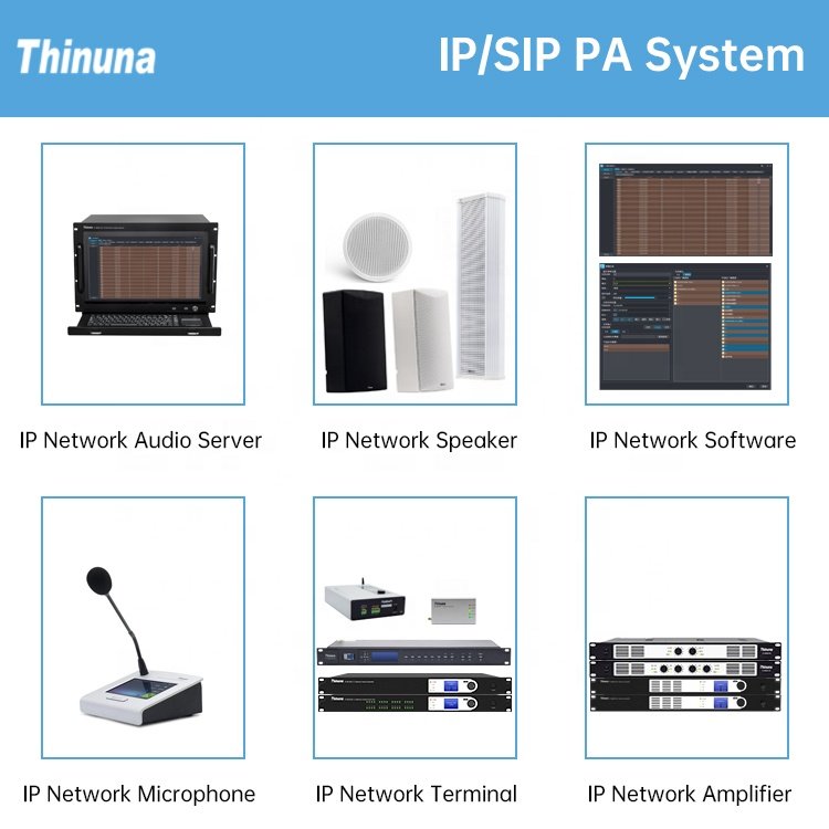 Thinuna IP-9611 AOB III Sound System Wall Mounted 100V Backup Microphone SIP Network Audio Output IP Broadcast System Terminal