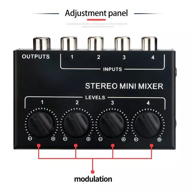 CX400 Professional Compact 4 Channel Mini Pocket Stereo Audio Hub Unpowered Passive Mixer Controller for Stage and Studios
