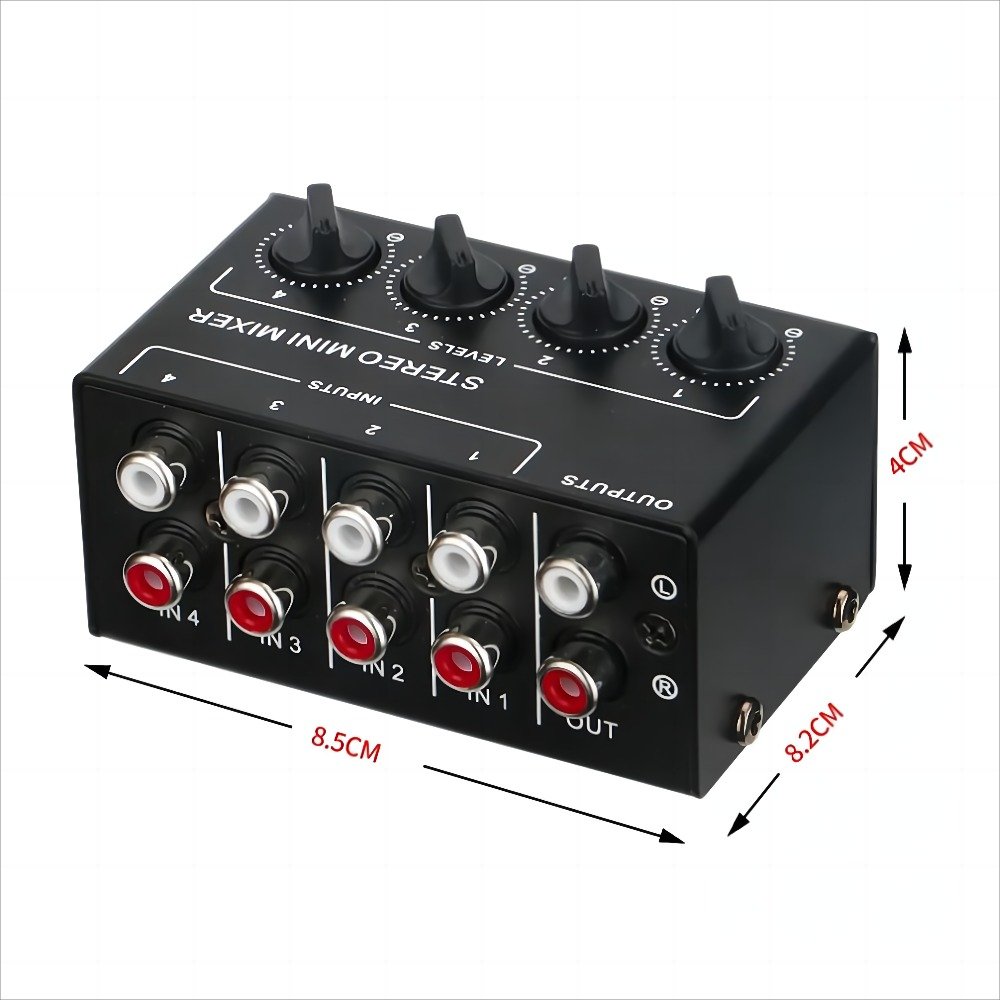 CX400 Professional Compact 4 Channel Mini Pocket Stereo Audio Hub Unpowered Passive Mixer Controller for Stage and Studios