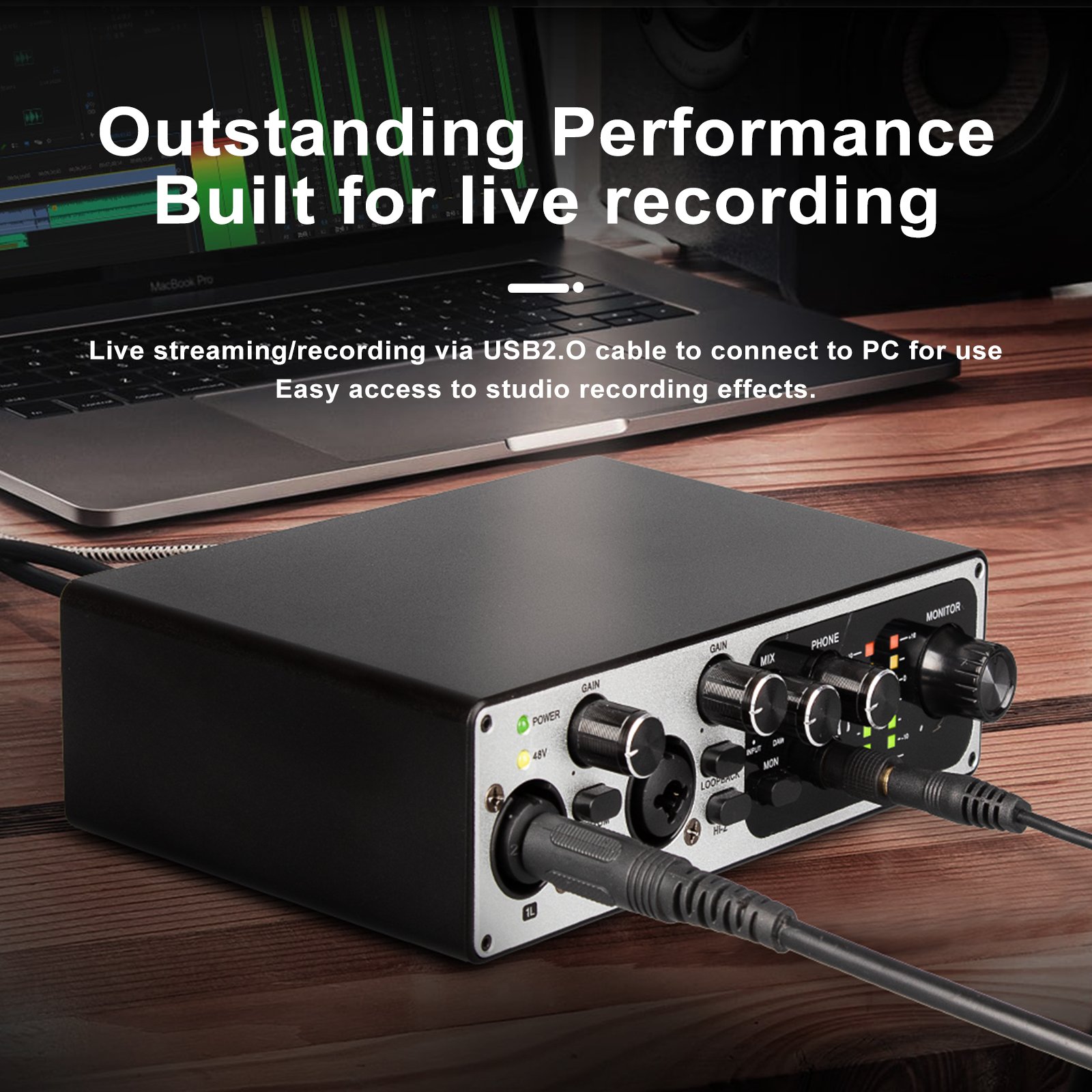Audio Sound Cards Mixers Professional 2 Channel Interface Audio 24Bit 192Hkz Audio Sound Cards For Live Recording