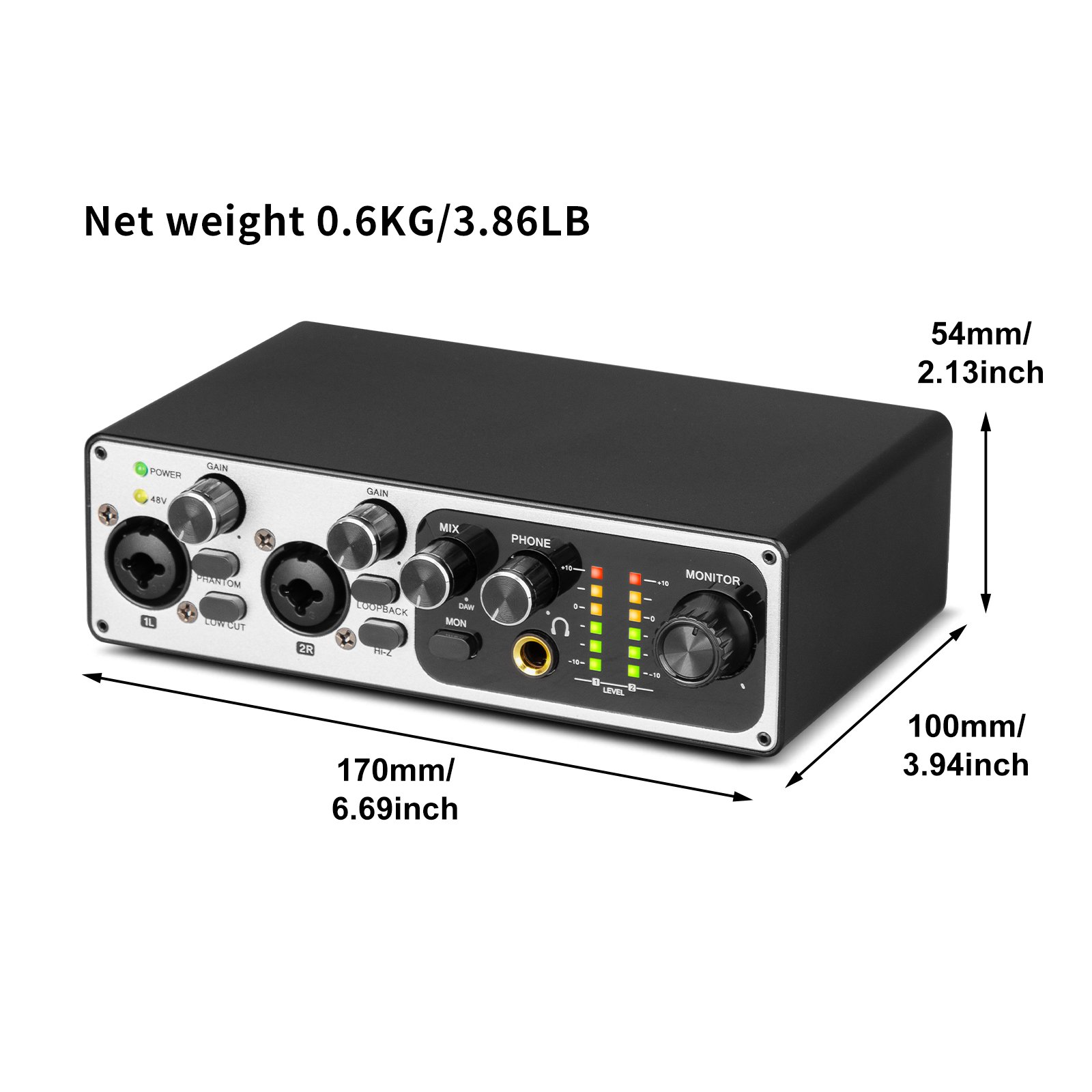 Audio Sound Cards Mixers Professional 2 Channel Interface Audio 24Bit 192Hkz Audio Sound Cards For Live Recording